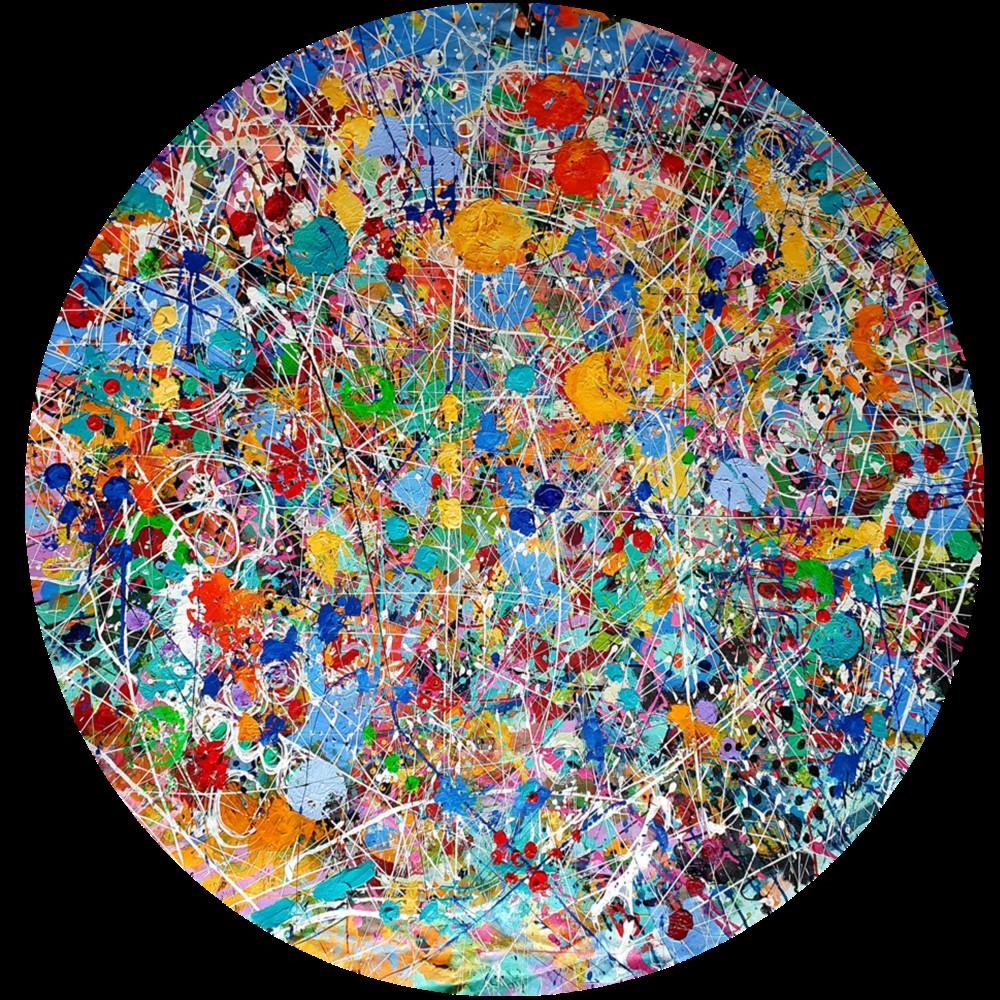 Mad World - Drammatica opera d'arte contemporanea astratta e colorata che investe in modo sorprendente in vendita 5