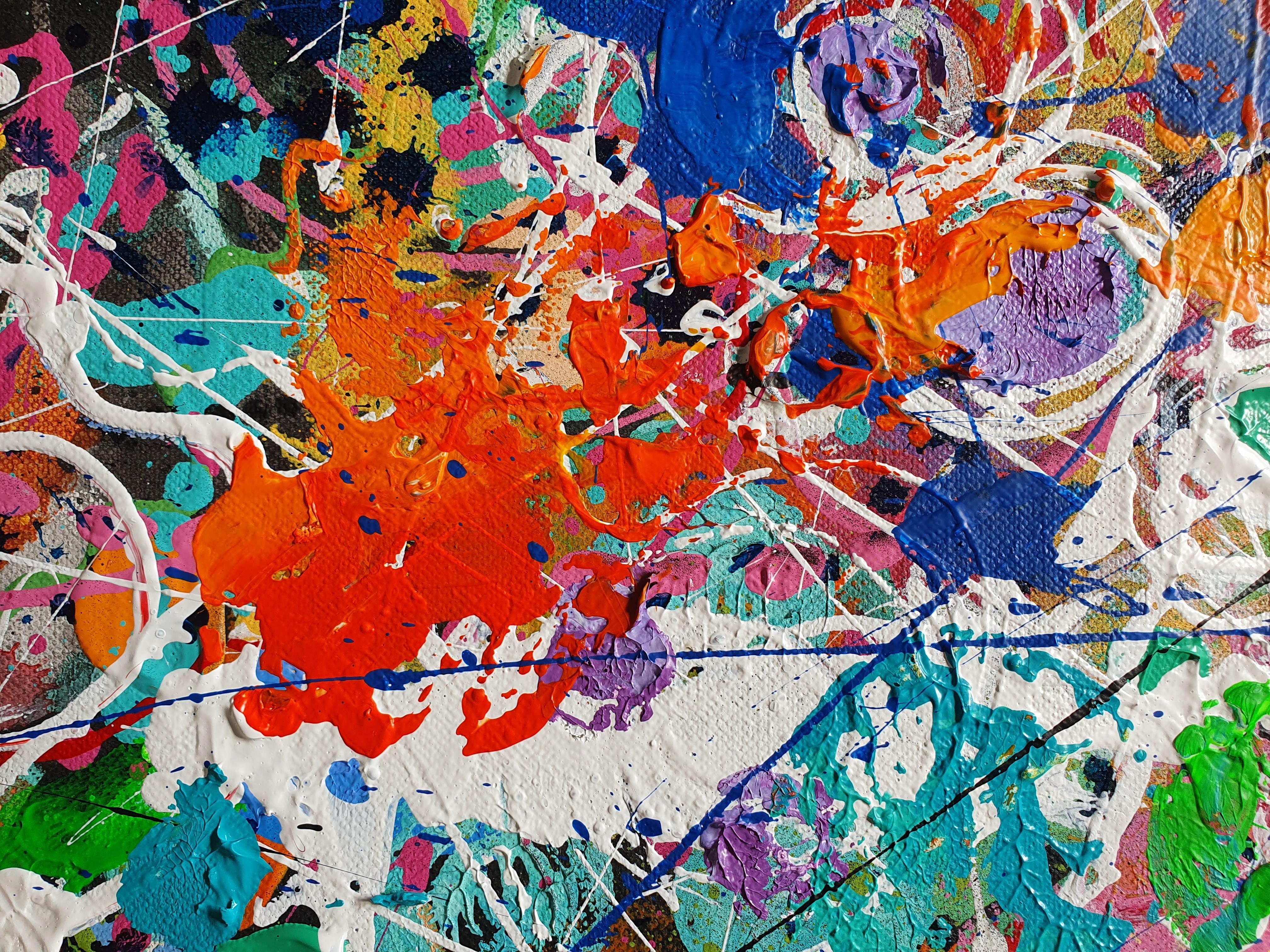 Mad World - Drammatica opera d'arte contemporanea astratta e colorata che investe in modo sorprendente - Painting Espressionismo astratto di Karnish Art
