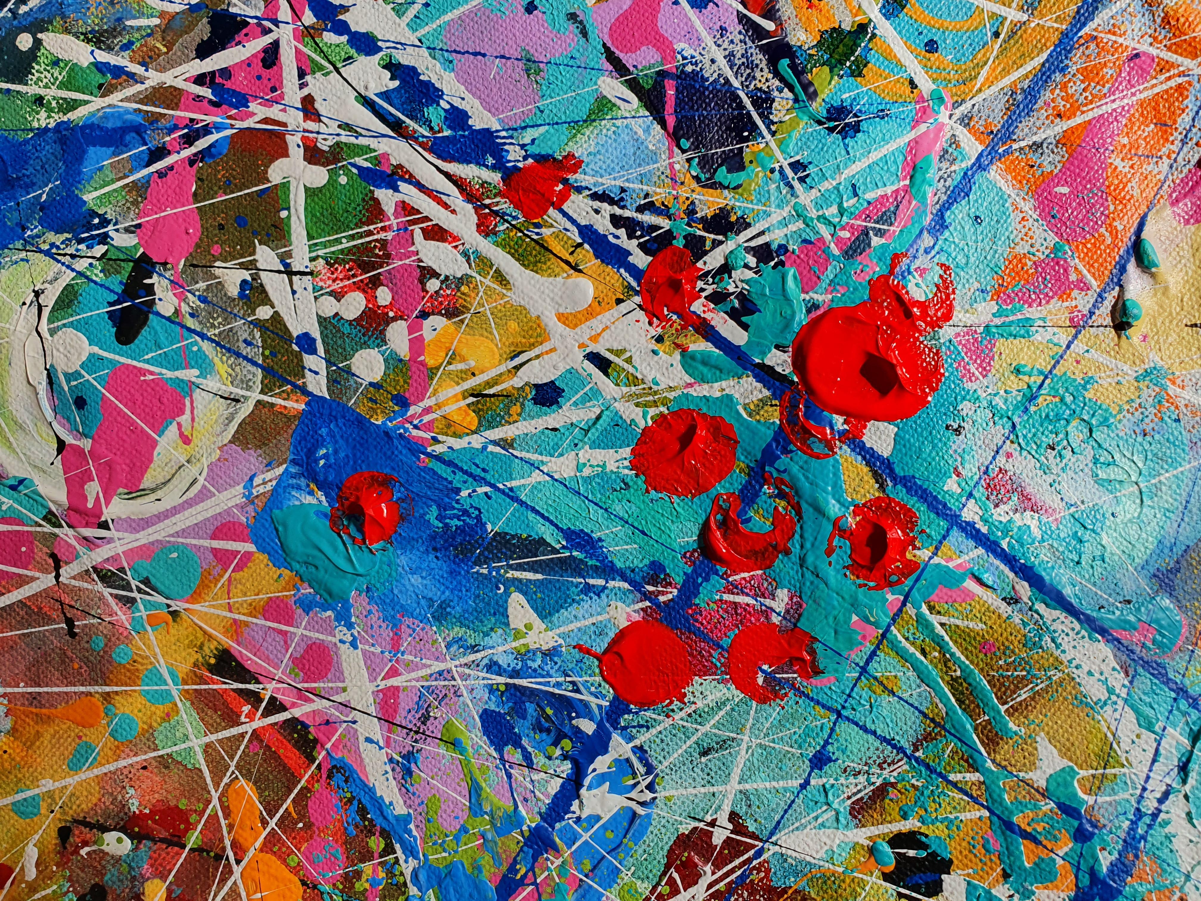 Mad World - Drammatica opera d'arte contemporanea astratta e colorata che investe in modo sorprendente in vendita 2