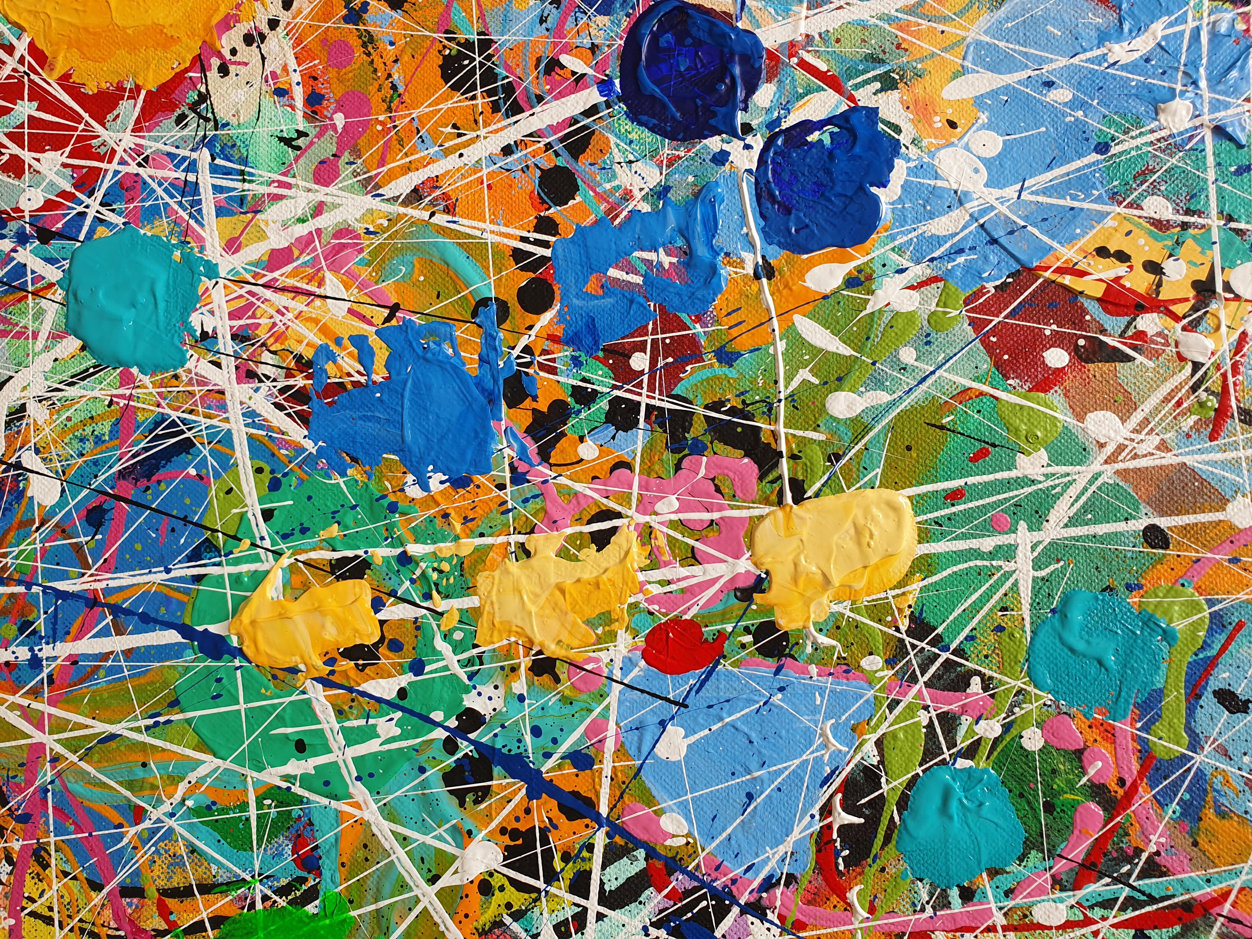 Mad World - Drammatica opera d'arte contemporanea astratta e colorata che investe in modo sorprendente in vendita 3