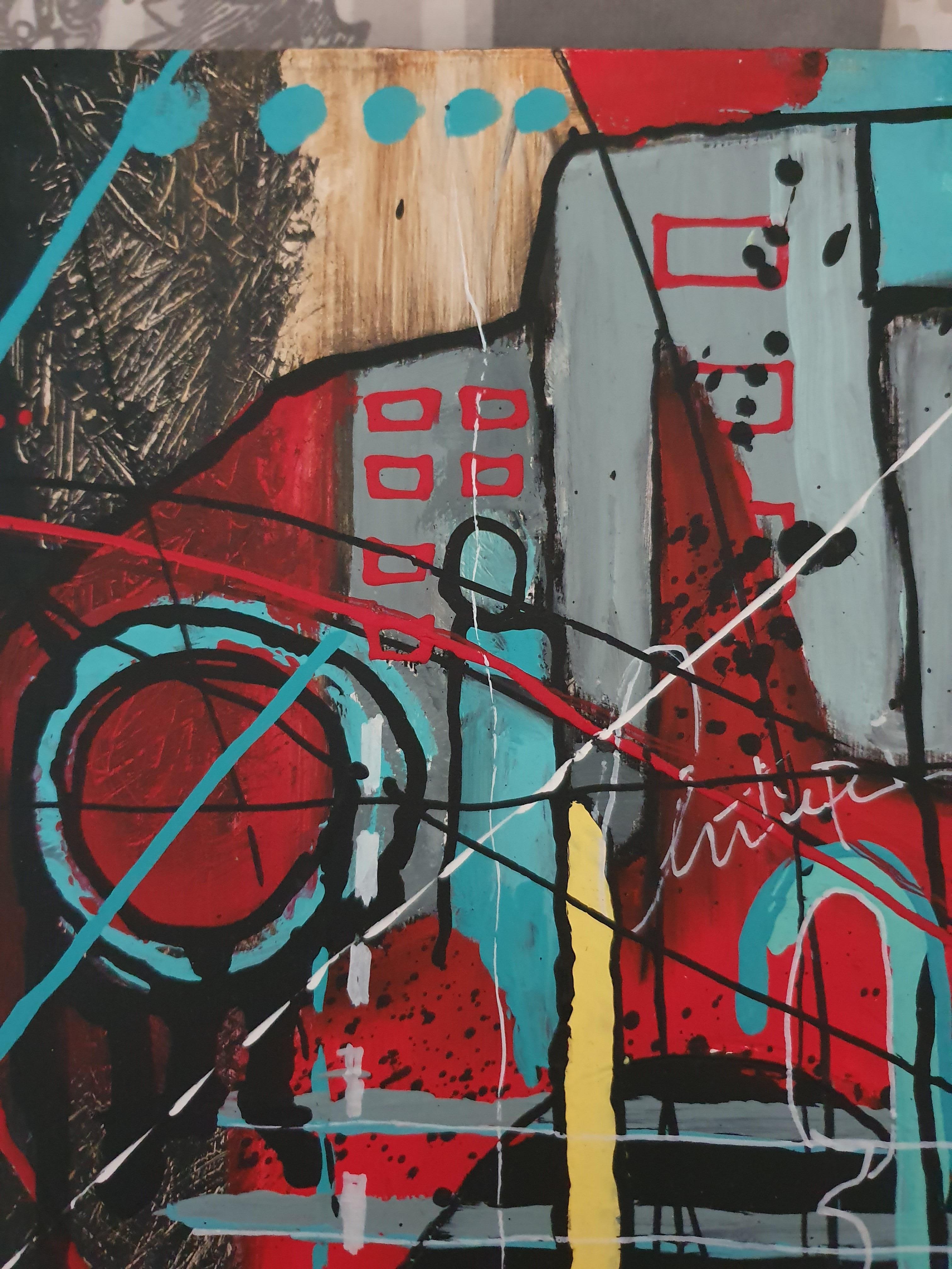 Metropolitan - Abstract, Bold, Painting, Contemporary, Invest, Delight, Focal - Black Abstract Painting by Karnish Art