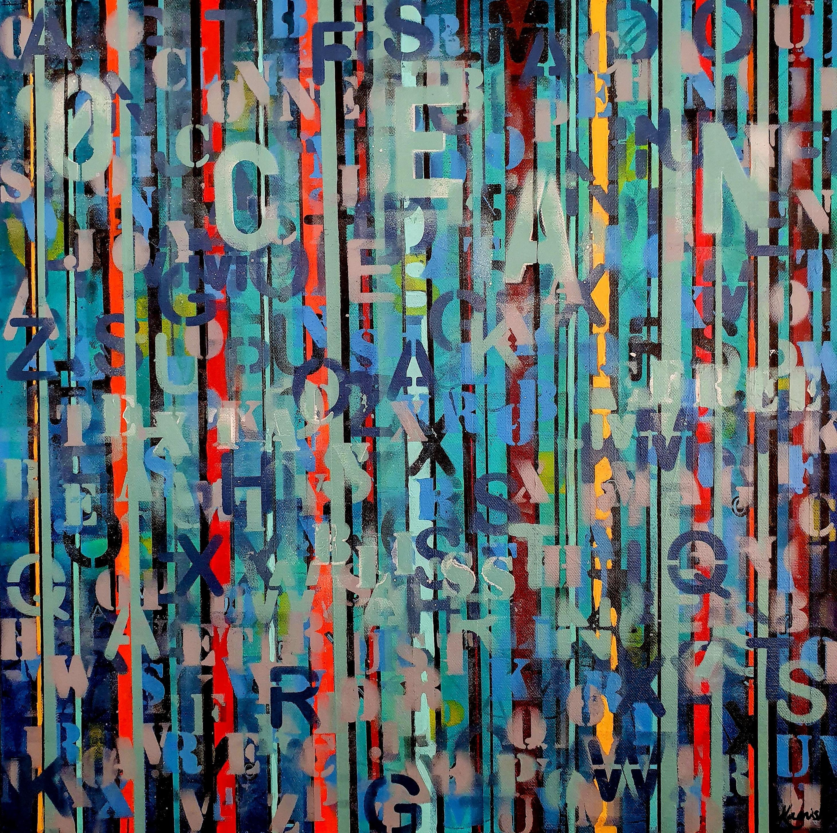 Abstract Painting di Karnish Art - Sussurri dell'oceano - Astratto, Blu, Pittura, Contemporaneo, Gioia, Investire