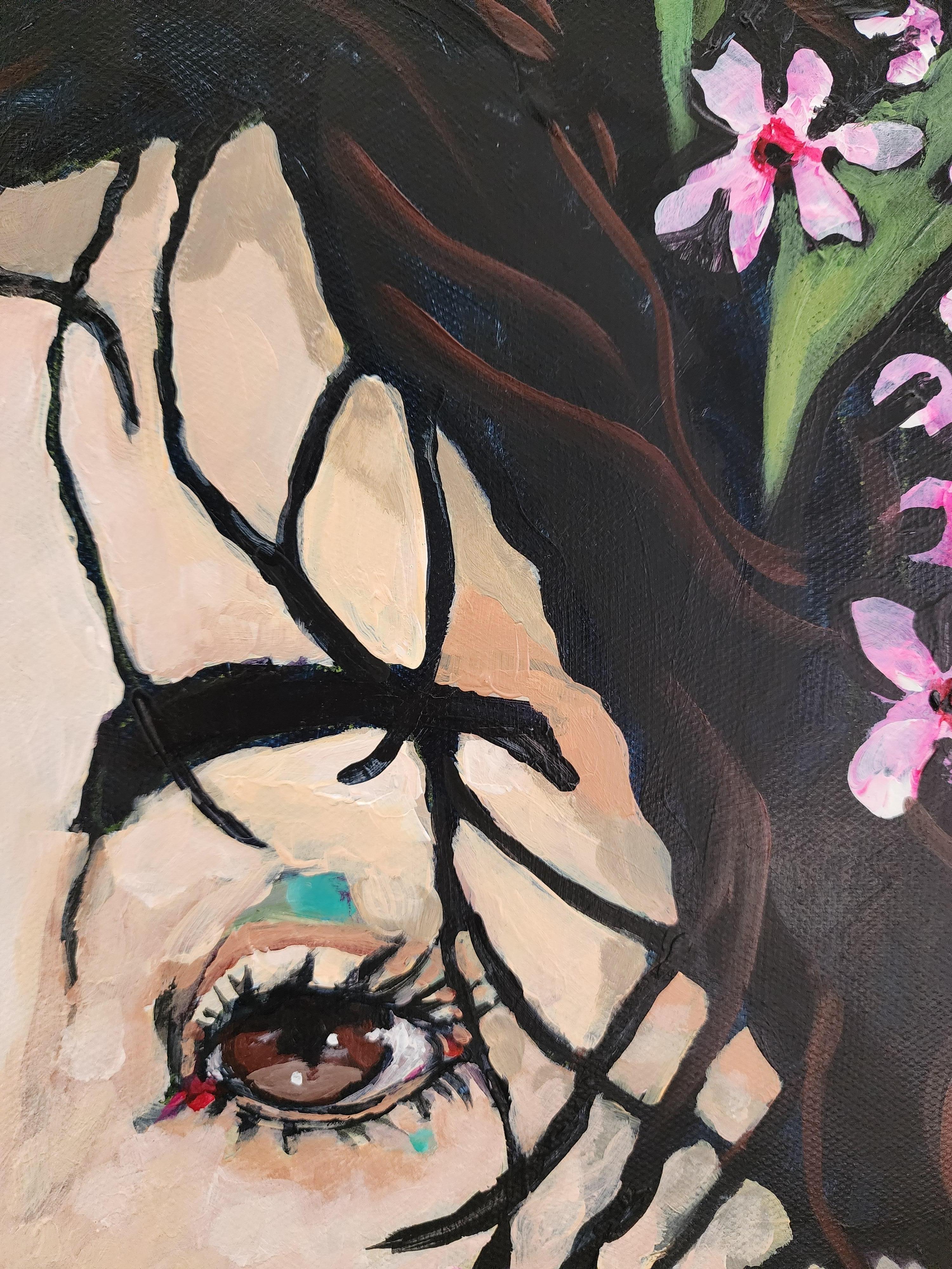 Ode à la beauté et à l'abondance Portriat Abstrait Nature Beauté Contemporain Investir - Noir Portrait Painting par Karnish Art