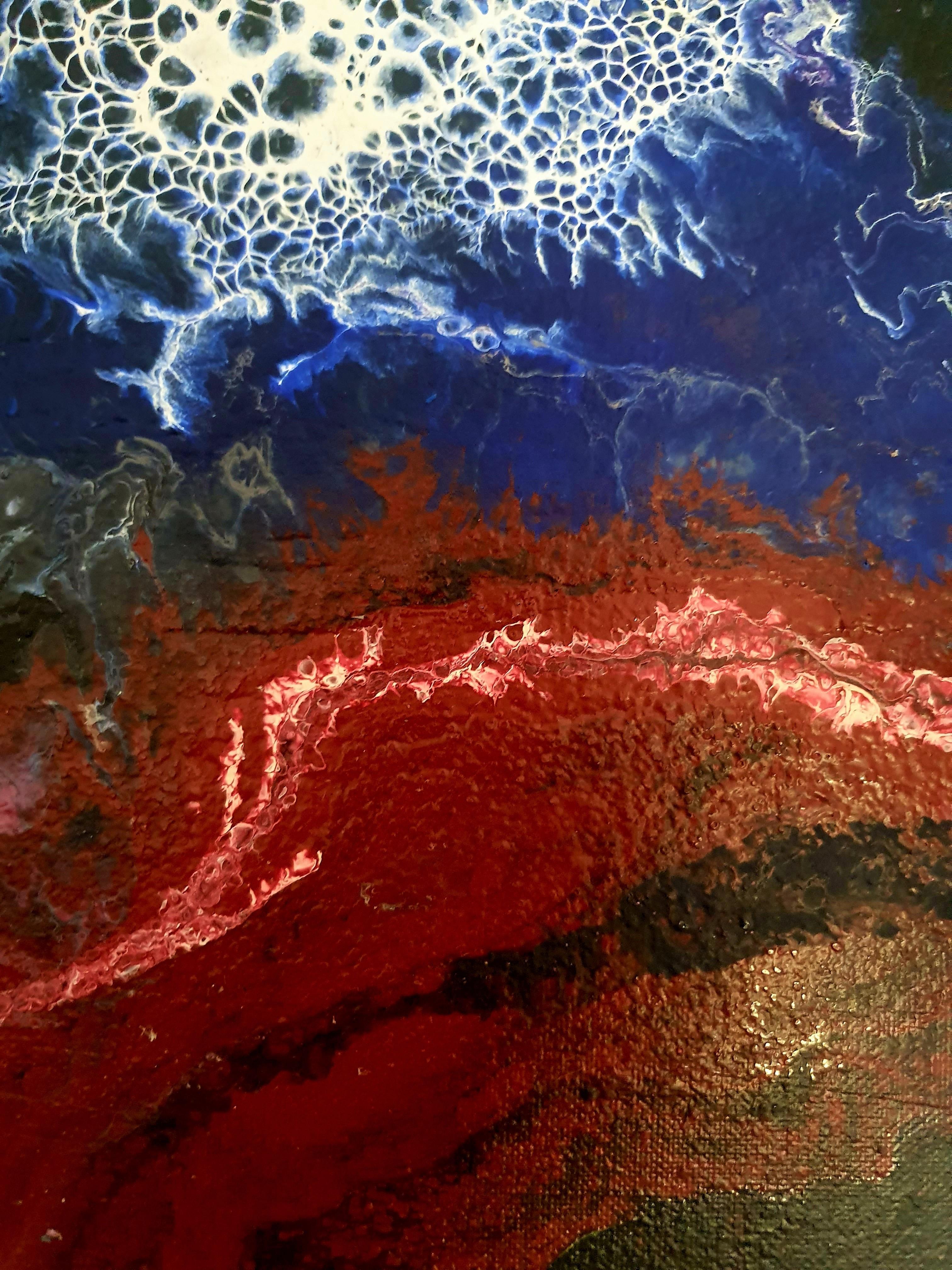 De Galaxies et de Rêves - Des histoires fantastiques d'étoiles fluides abstraites et audacieuses - Expressionnisme abstrait Painting par Karnish Art