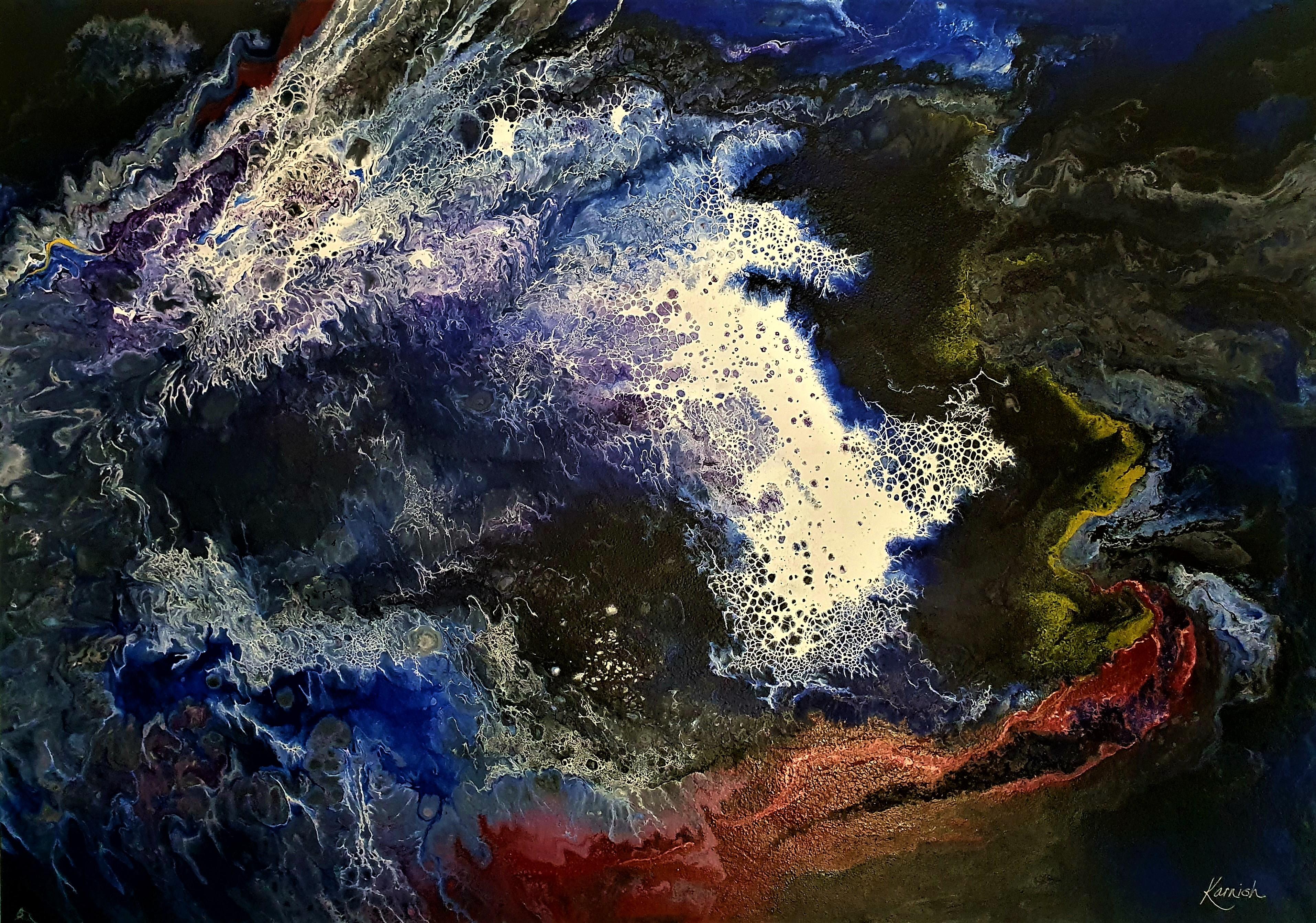 Karnish Art Abstract Painting - Of Galaxies and Dreams - Fantasy Fluid Stars Abstract Bold Showstopper Stories