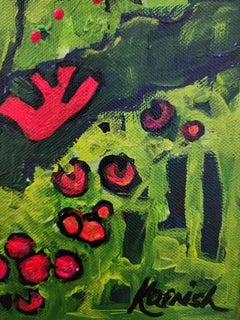 Au sommet du monde - Peinture Maximalisme Couronne Fleurs Gras Petite échelle Investir