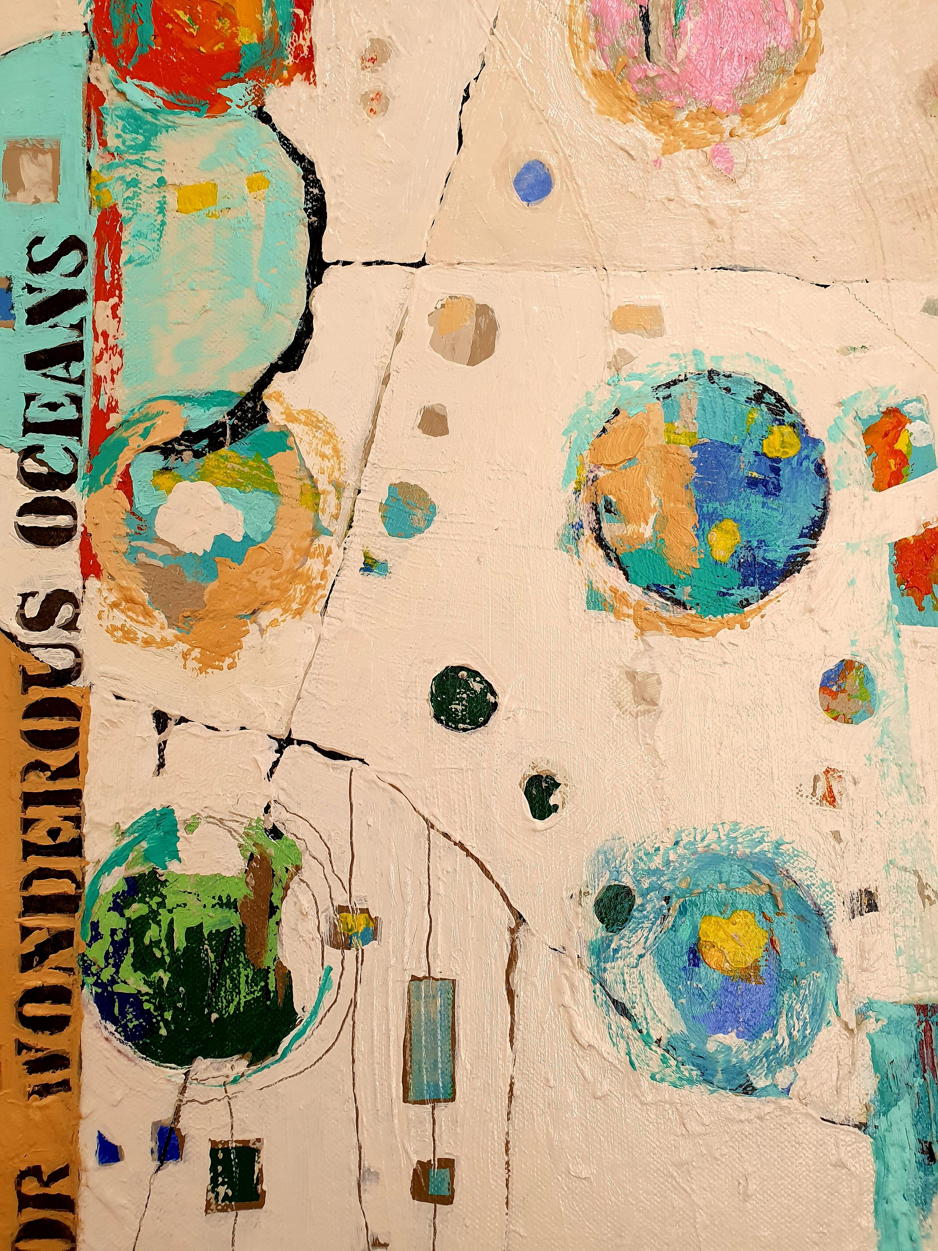 Only One Earth - Dichiarazione astratta di investimento in grassetto Protesta Colore contemporaneo - Painting di Karnish Art