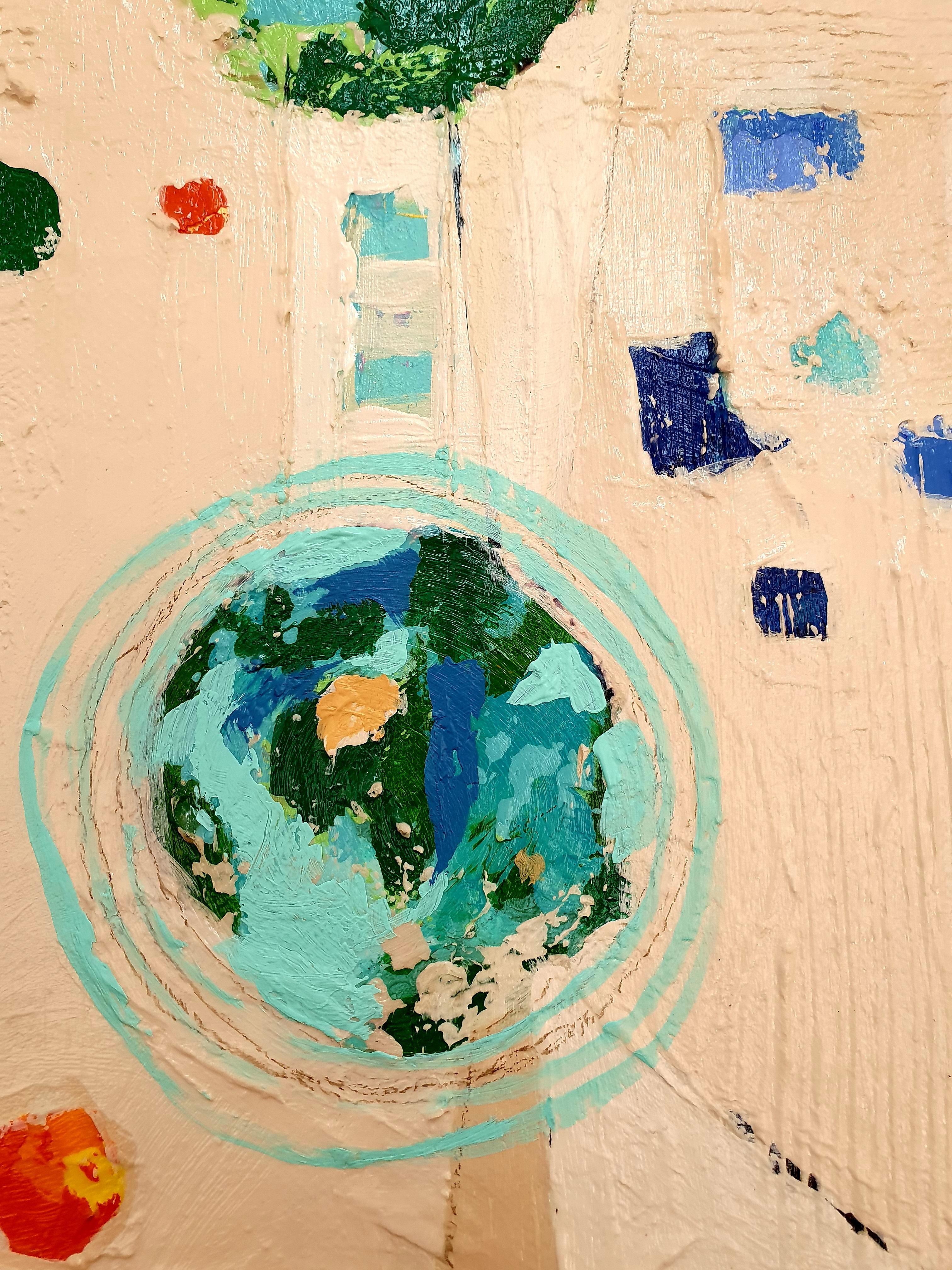 Only One Earth - Dichiarazione astratta di investimento in grassetto Protesta Colore contemporaneo - Painting Espressionismo astratto di Karnish Art