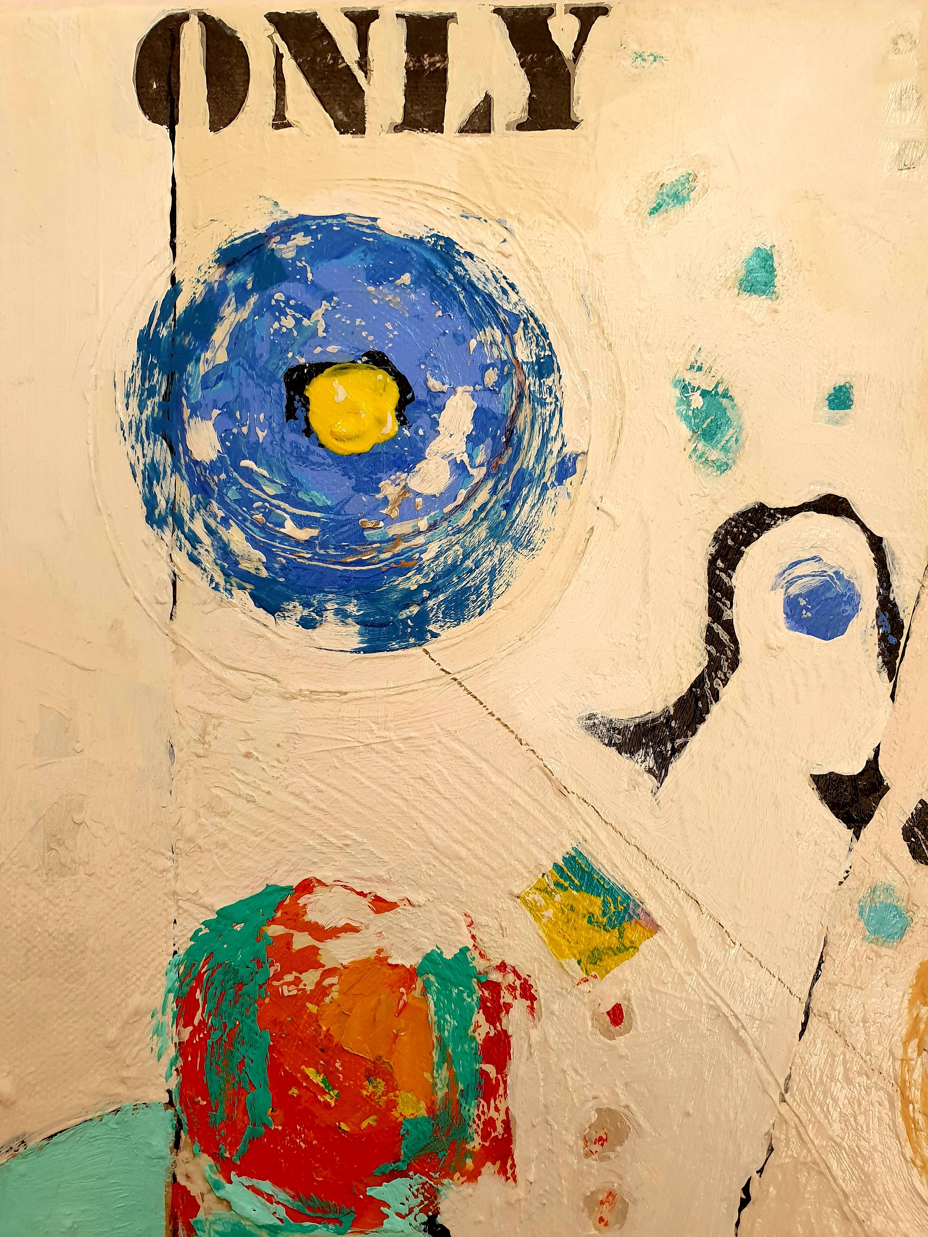 Only One Earth - Dichiarazione astratta di investimento in grassetto Protesta Colore contemporaneo - Abstract Painting Beige di Karnish Art