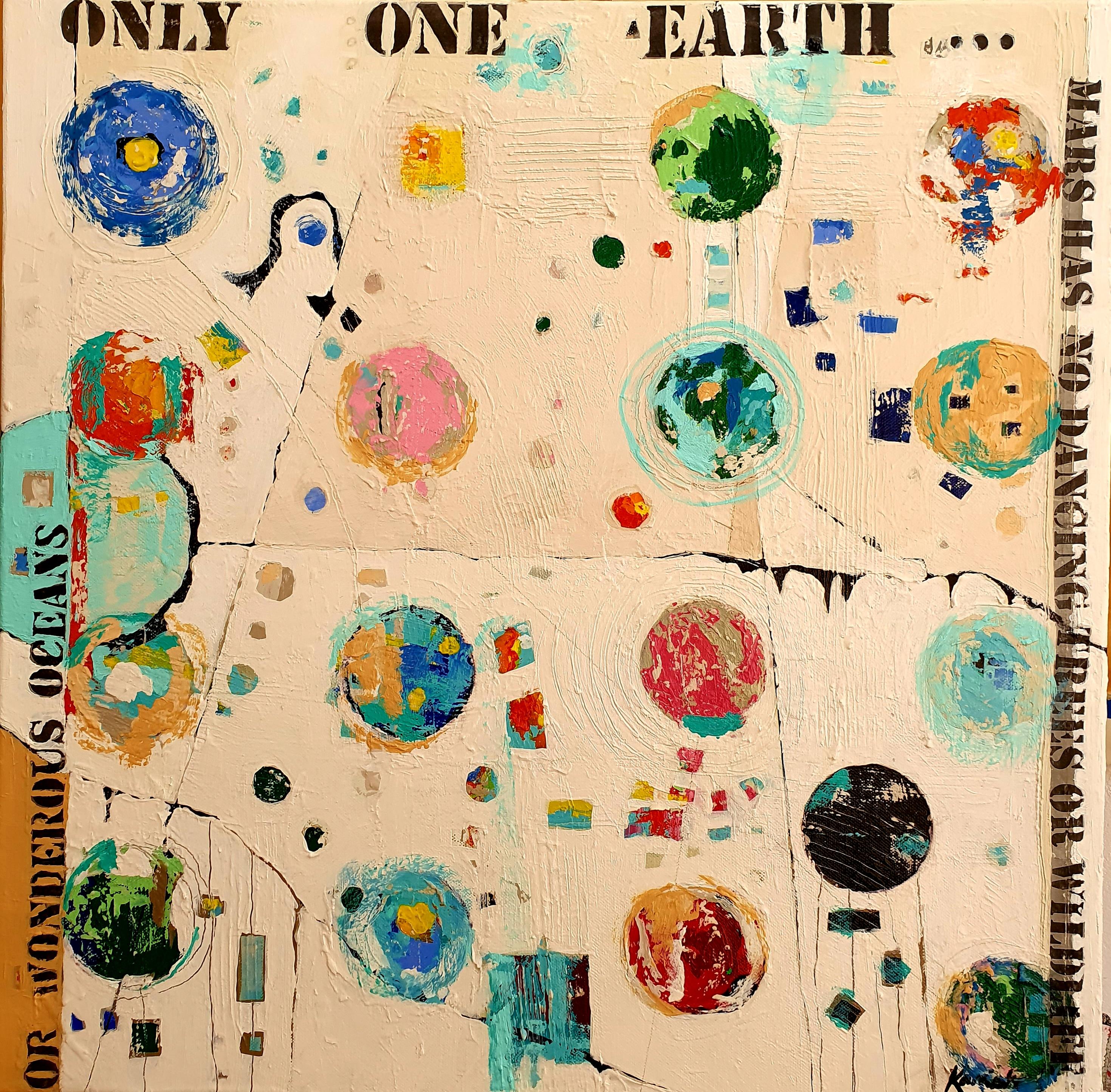 Only One Earth - Dichiarazione astratta di investimento in grassetto Protesta Colore contemporaneo