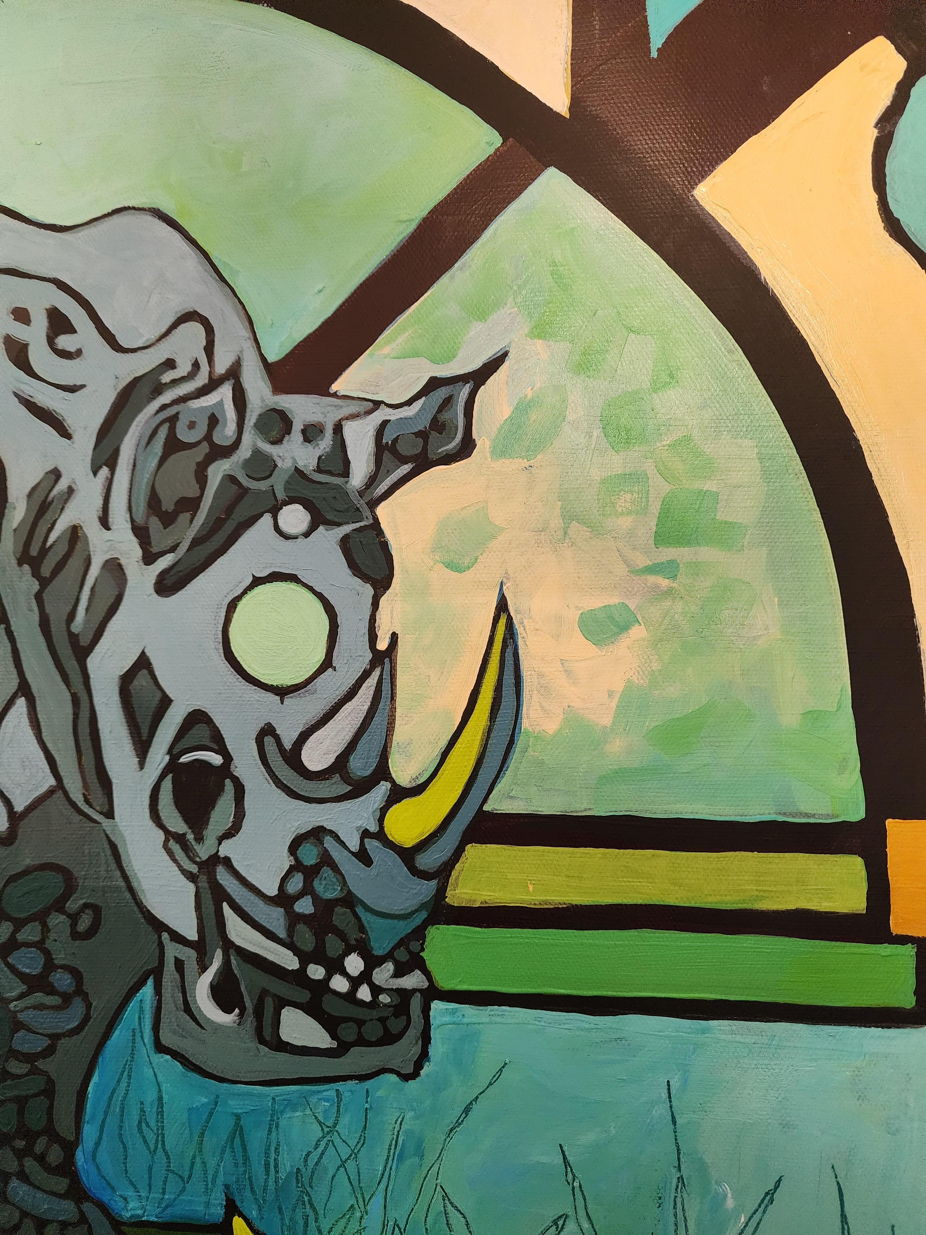 Painting Abstract Large Figurative Nature Rhino Africa Bold Showstopper Invest For Sale 11