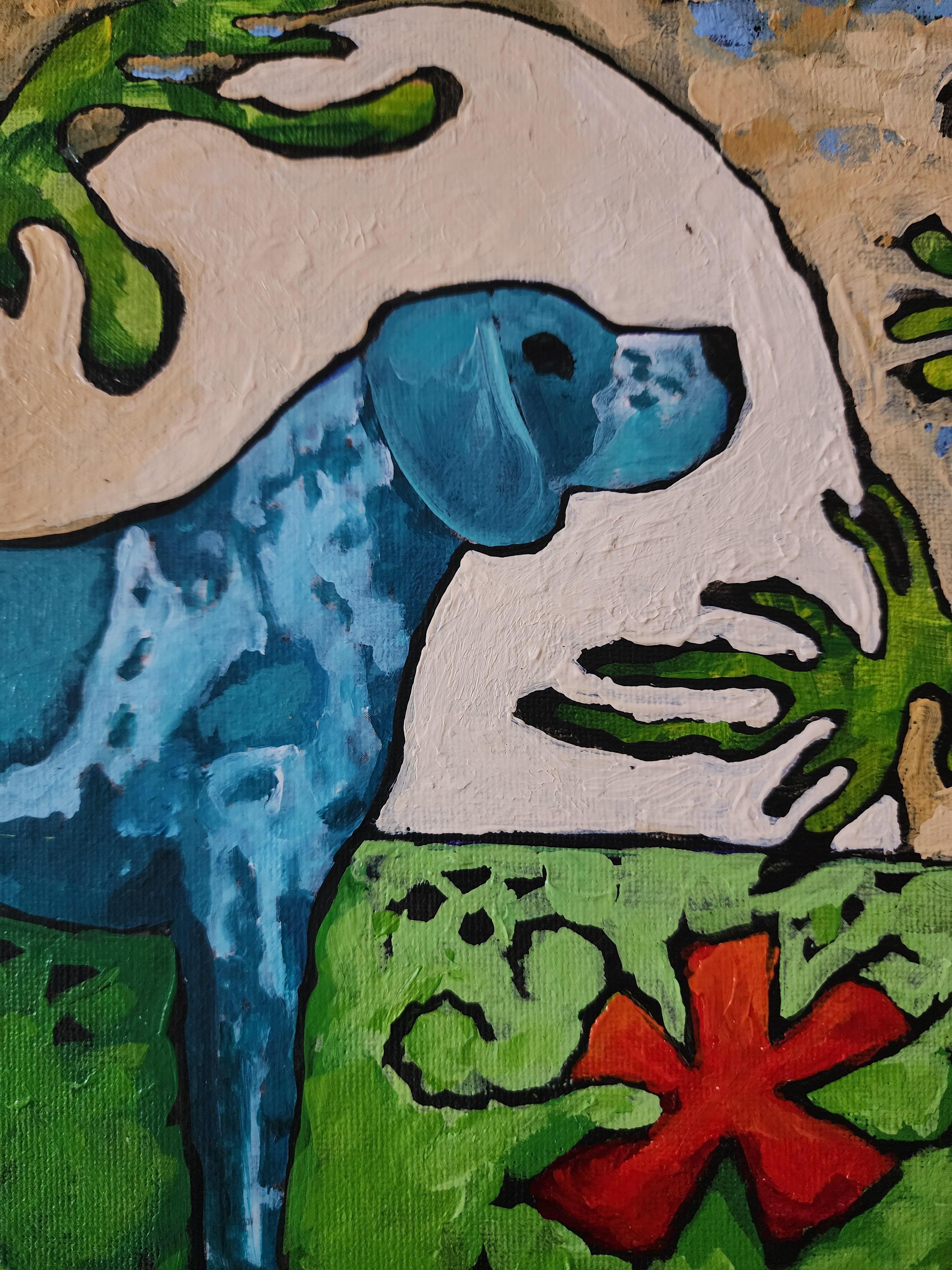 Gemälde Tier Hund Modern Gold Zeitgenössisch Auffallend Investieren Kühn Klassisch Freude im Angebot 6