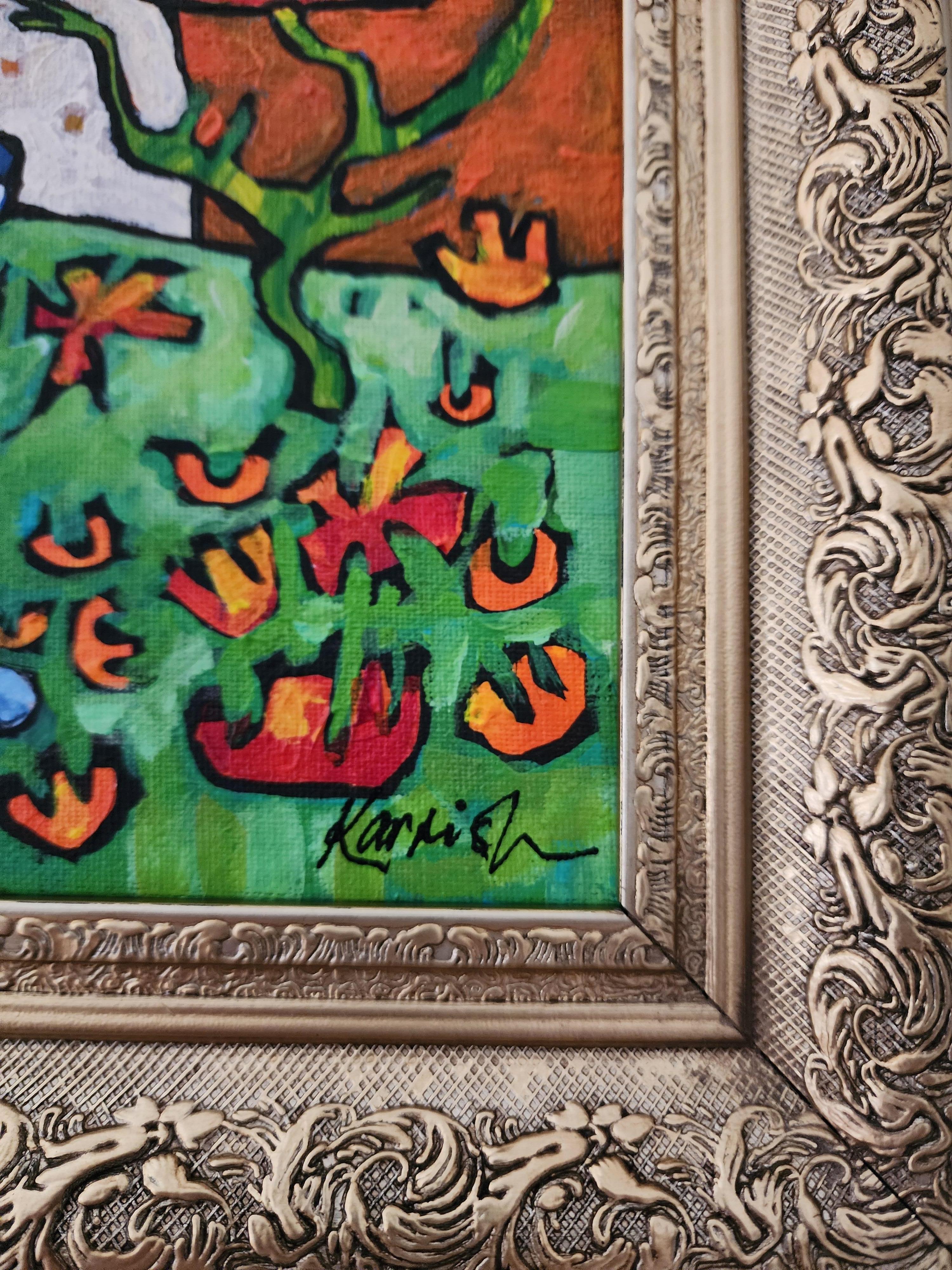 Gemälde Tier Hund Modern Gold Zeitgenössisch Auffallend Investieren Kühn Klassisch Freude – Painting von Karnish Art