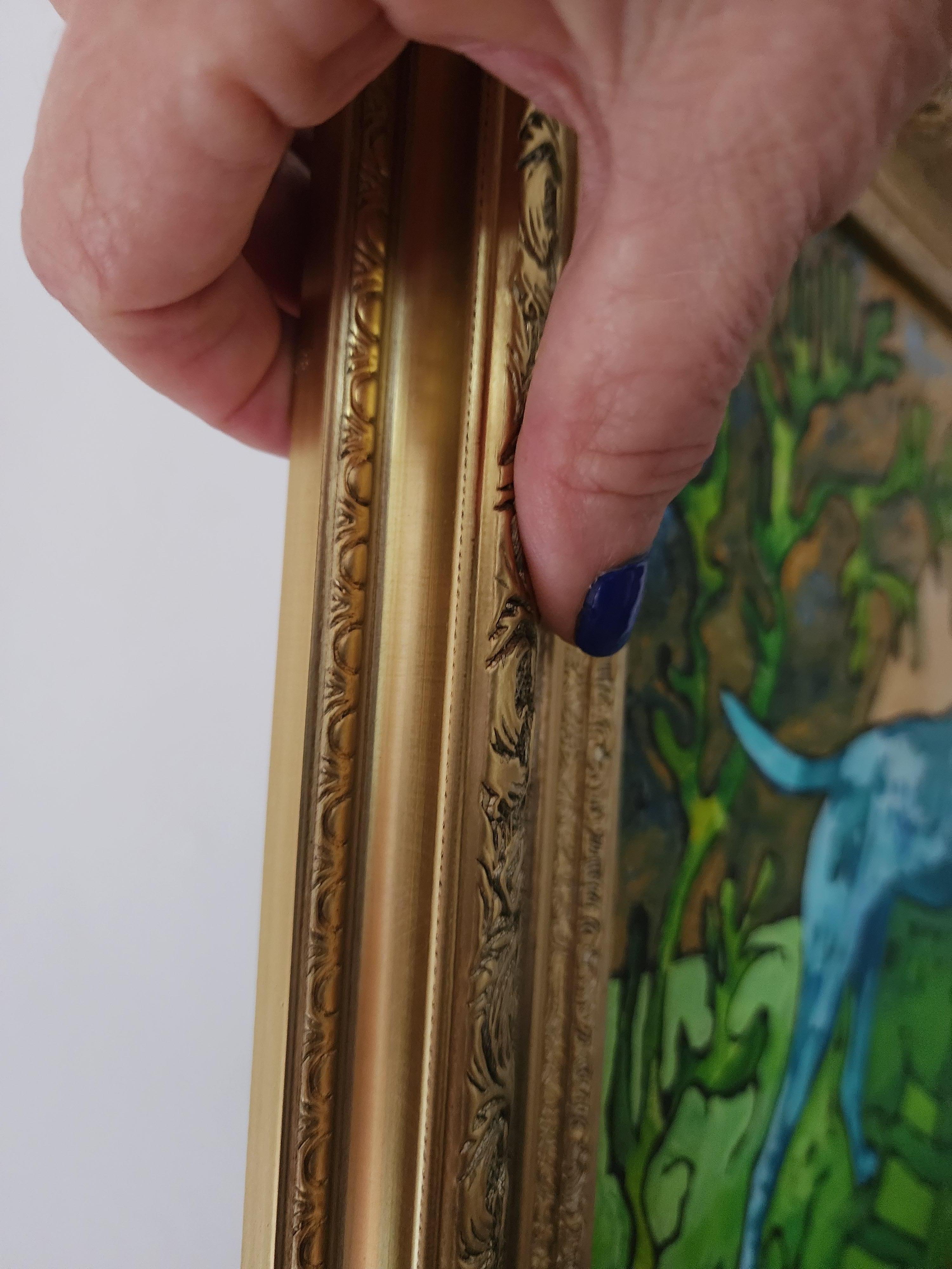 Gemälde Tier Hund Modern Gold Zeitgenössisch Auffallend Investieren Kühn Klassisch Freude im Angebot 2
