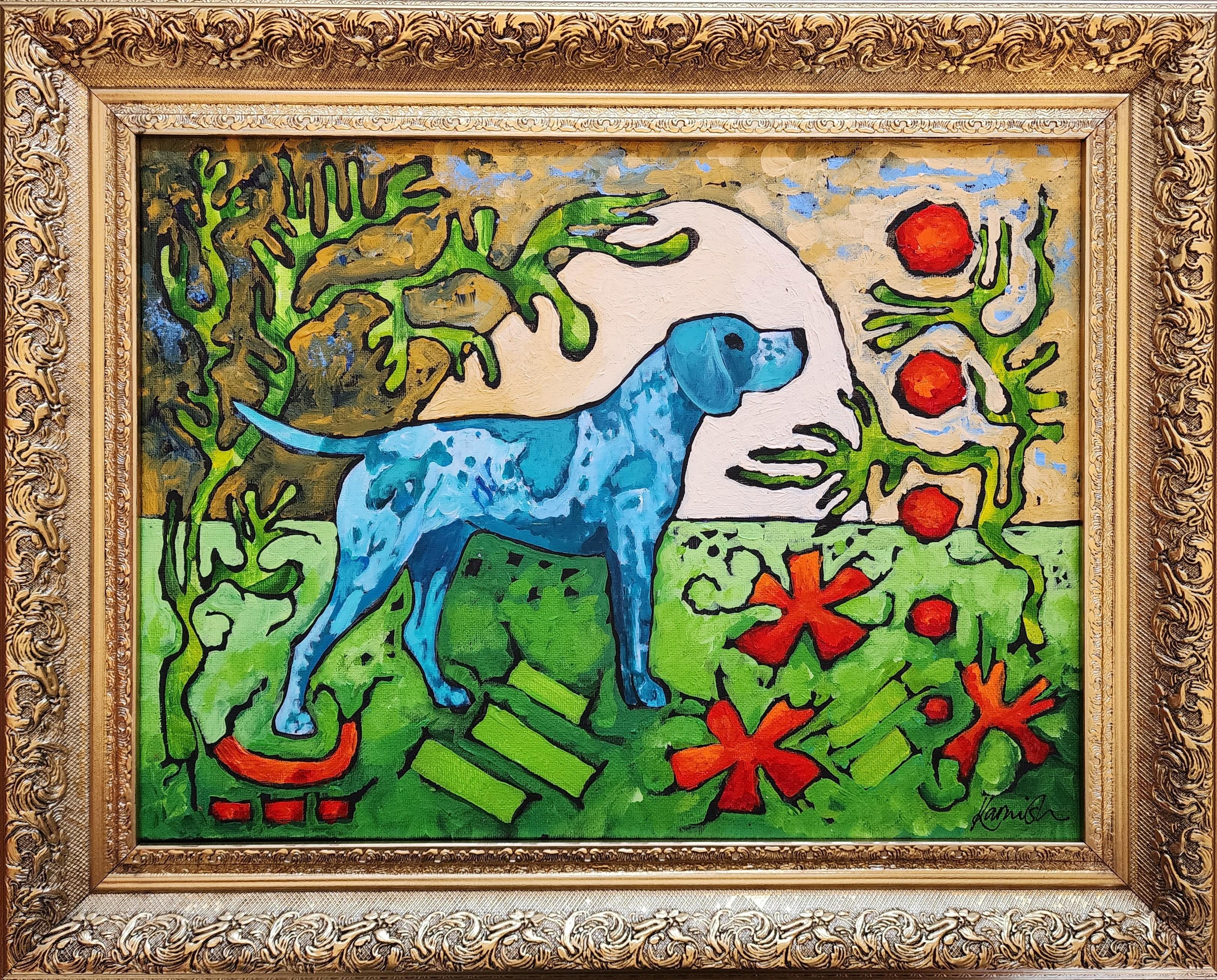 Gemälde Tier Hund Modern Gold Zeitgenössisch Auffallend Investieren Kühn Klassisch Freude