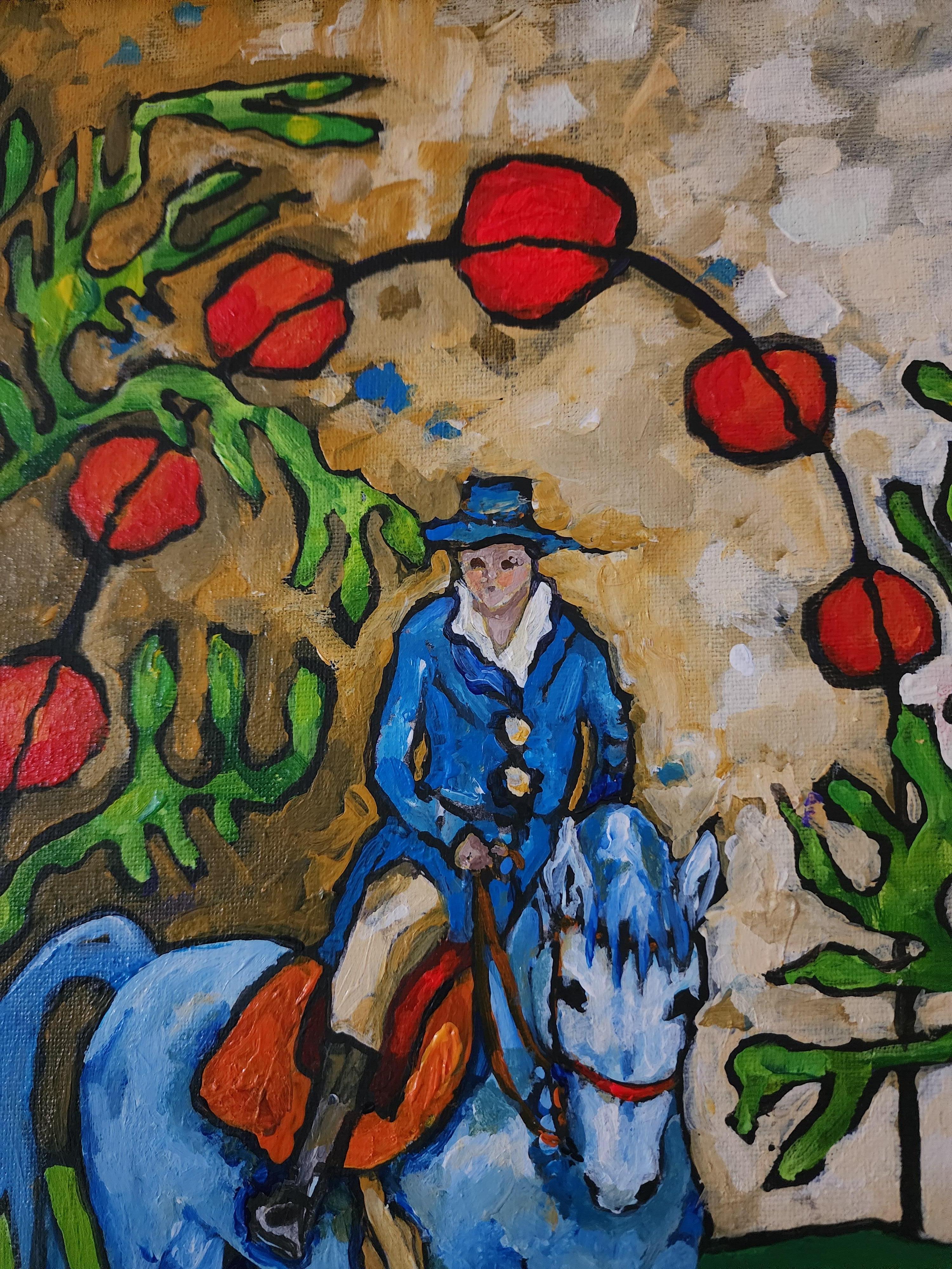 Gemälde Tier Reiter Pferd Modern Gold Zeitgenössisch Auffallend Investieren Kühn im Angebot 5