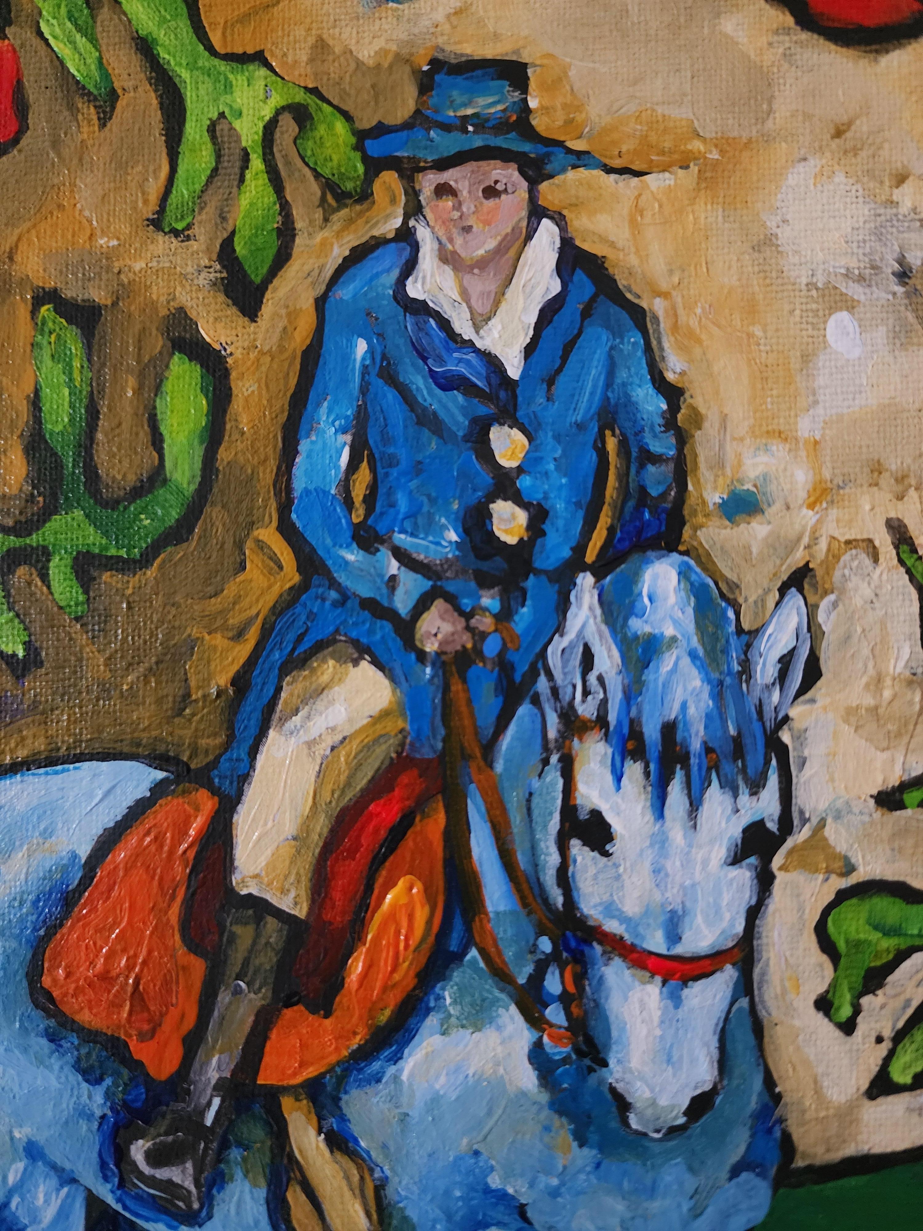 Gemälde Tier Reiter Pferd Modern Gold Zeitgenössisch Auffallend Investieren Kühn (Braun), Abstract Painting, von Karnish Art