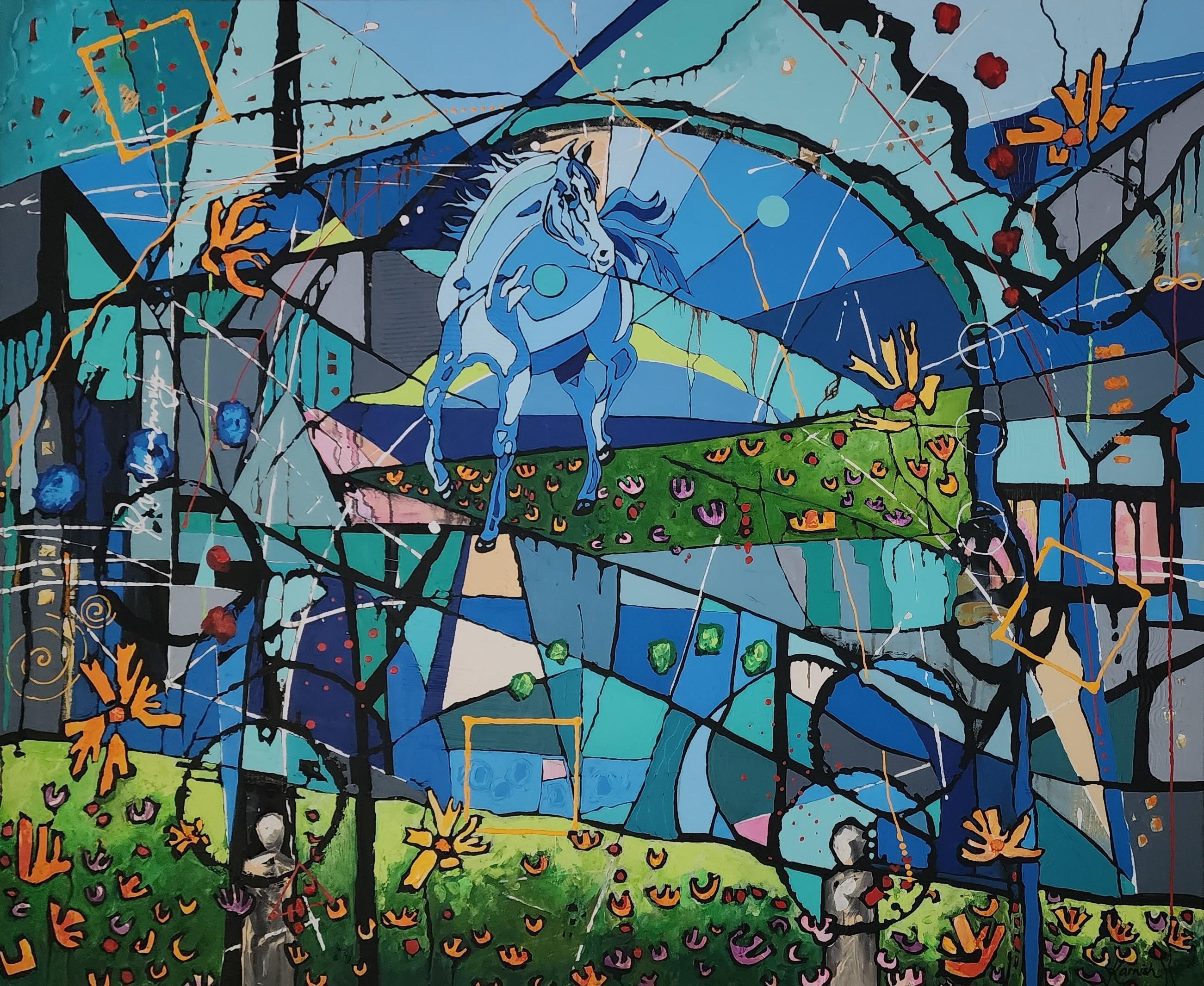 Gemälde Tier Pferd Abstrakt Natur Floral Einzigartig Original Figurativ Invest