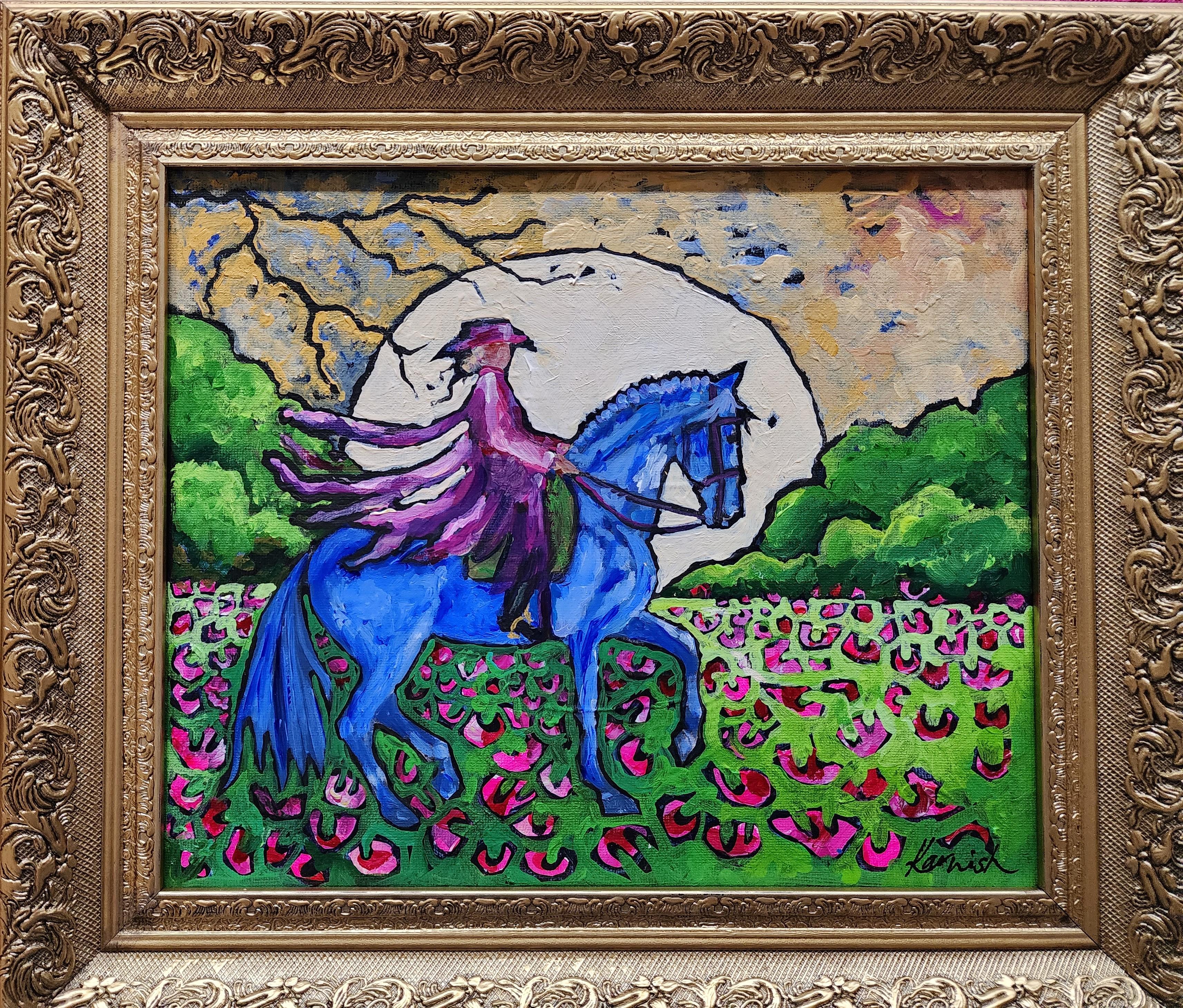 Gemälde Tier Pferd Modern Gold Zeitgenössisch Auffallend Investieren Kühn Friedlich