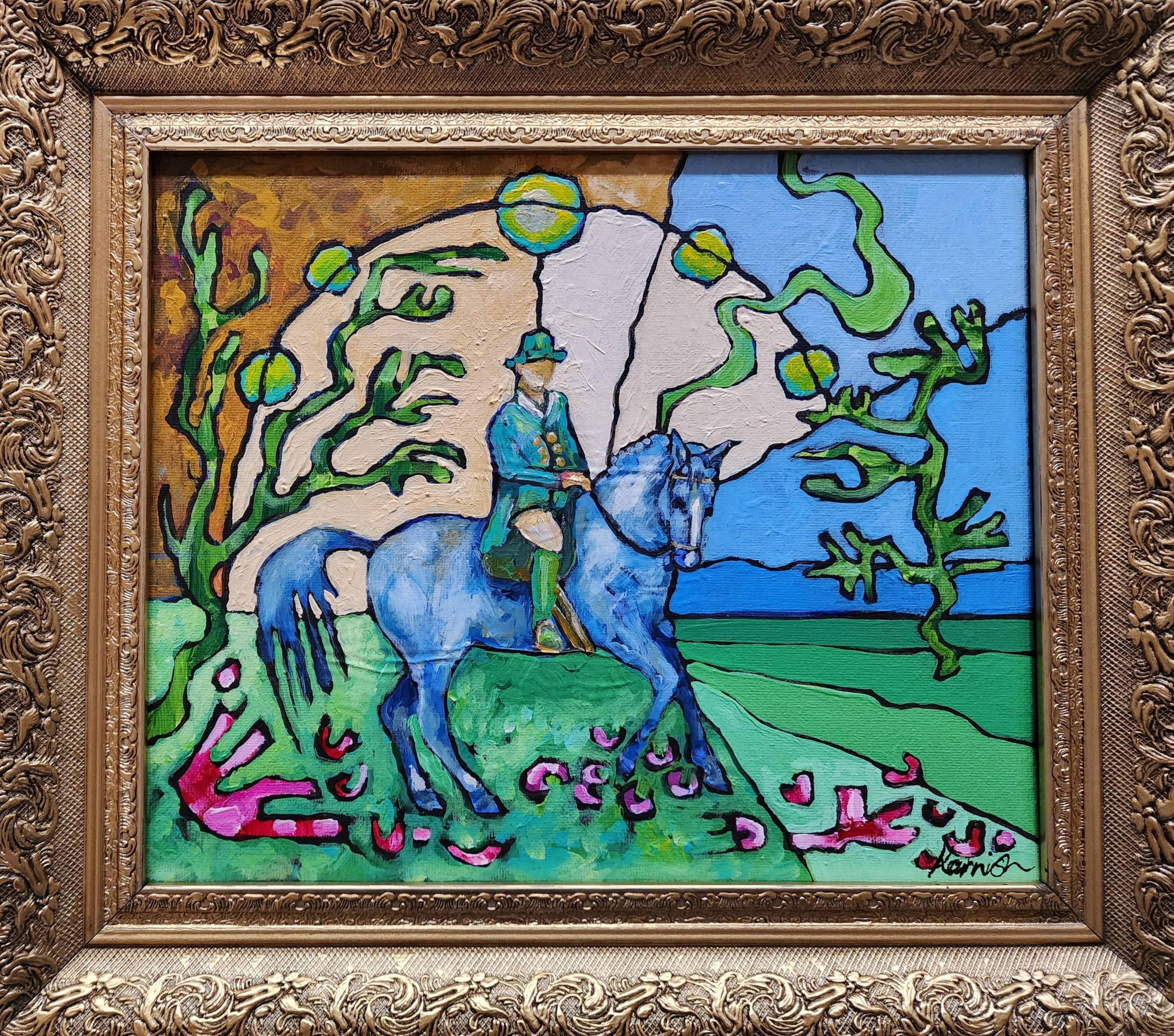 Gemälde Tier Pferd Modern Gold Zeitgenössisch Auffallend Investieren Kühn Friedlich