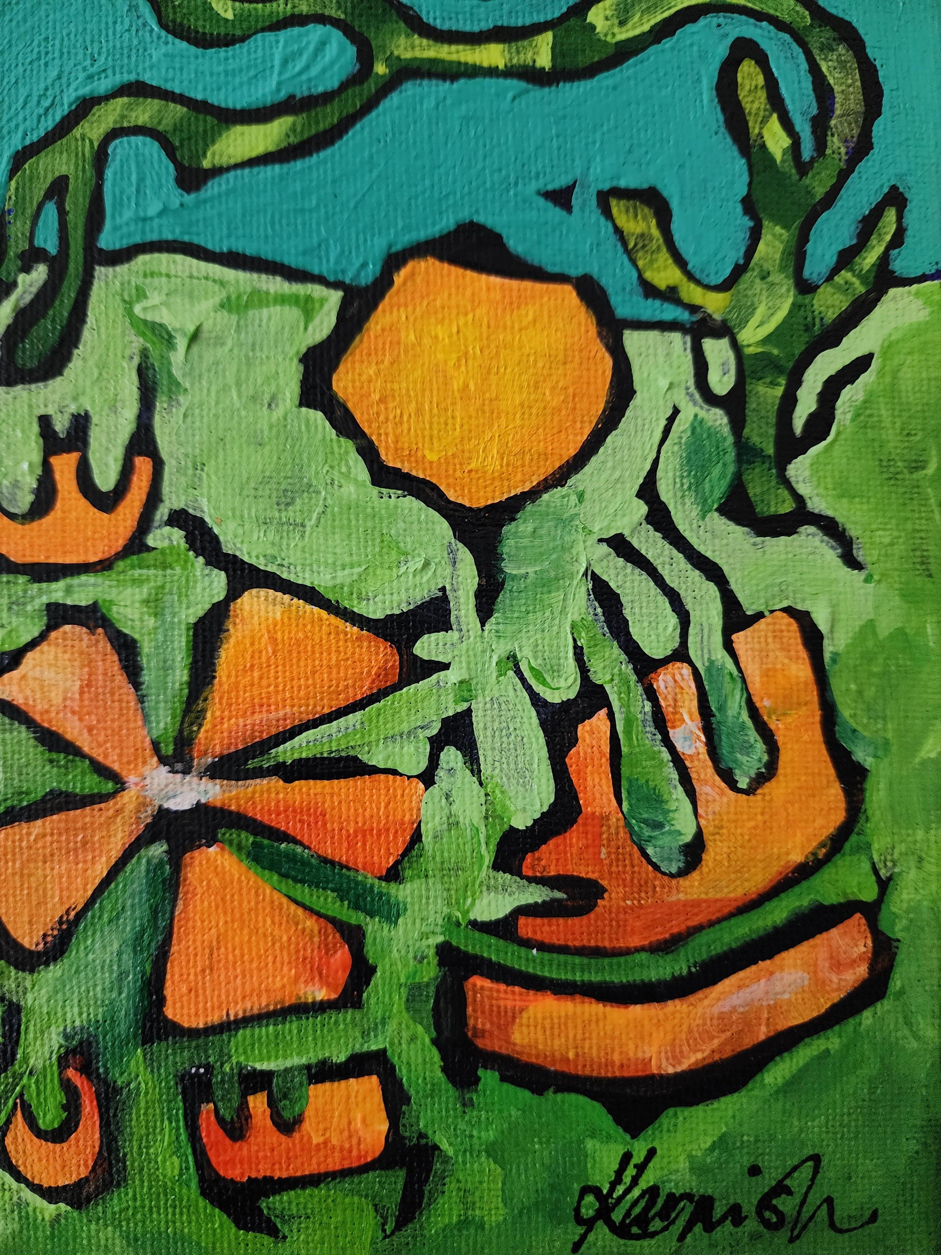 Peinture Chien Bleu Classique Or Contemporain Nature Abstrait Sérénité Investir Joie en vente 4