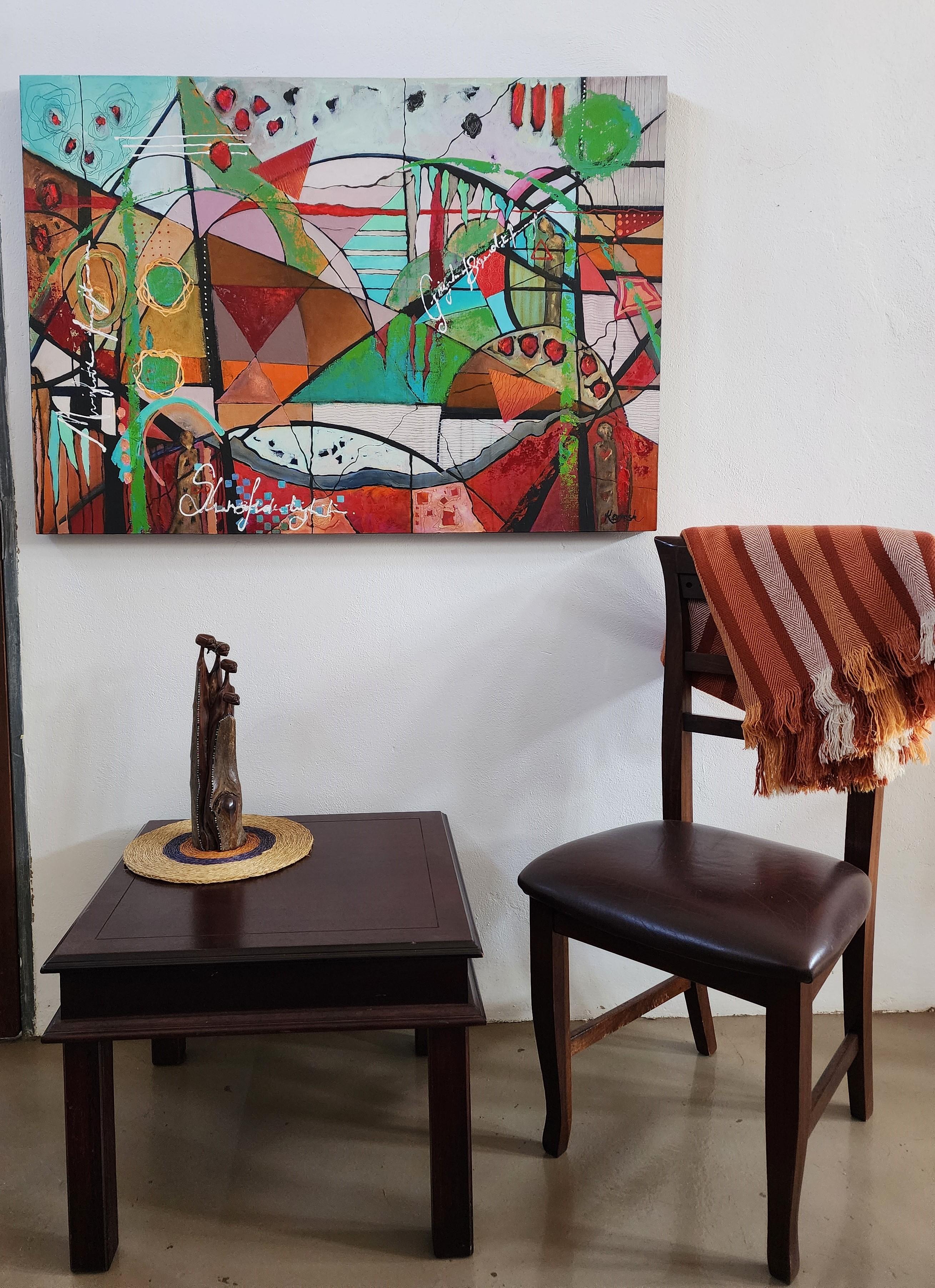 Painting Bold Abstract Nature Seasons Transformation Maximalism Warm Investment For Sale 2