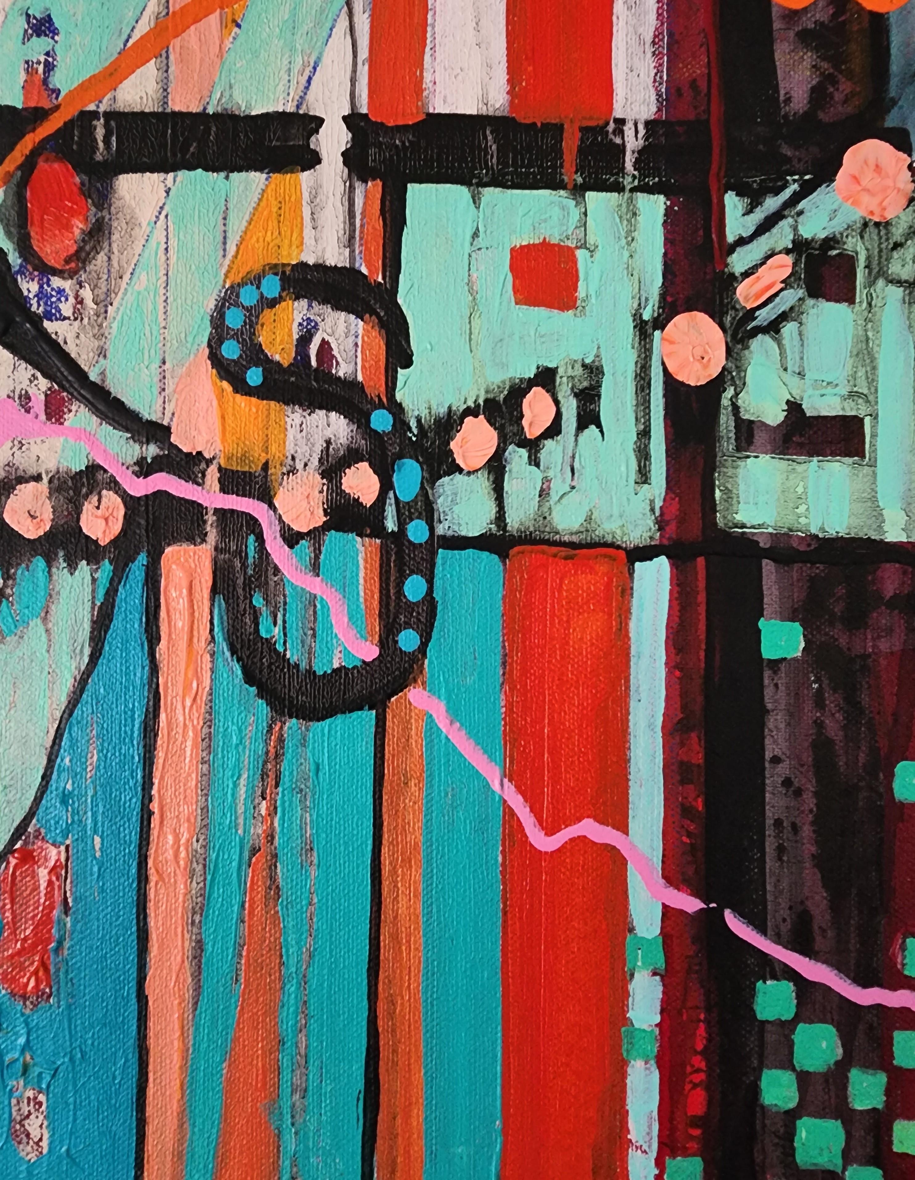 Painting Contemporary Abstract Pantone Peach Fuzz Compassion Bold Investment - Brown Figurative Painting by Karnish Art