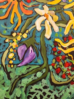 Painting Floral Bouquet Gold Fine art Investment Colorful Flowers Contemporary