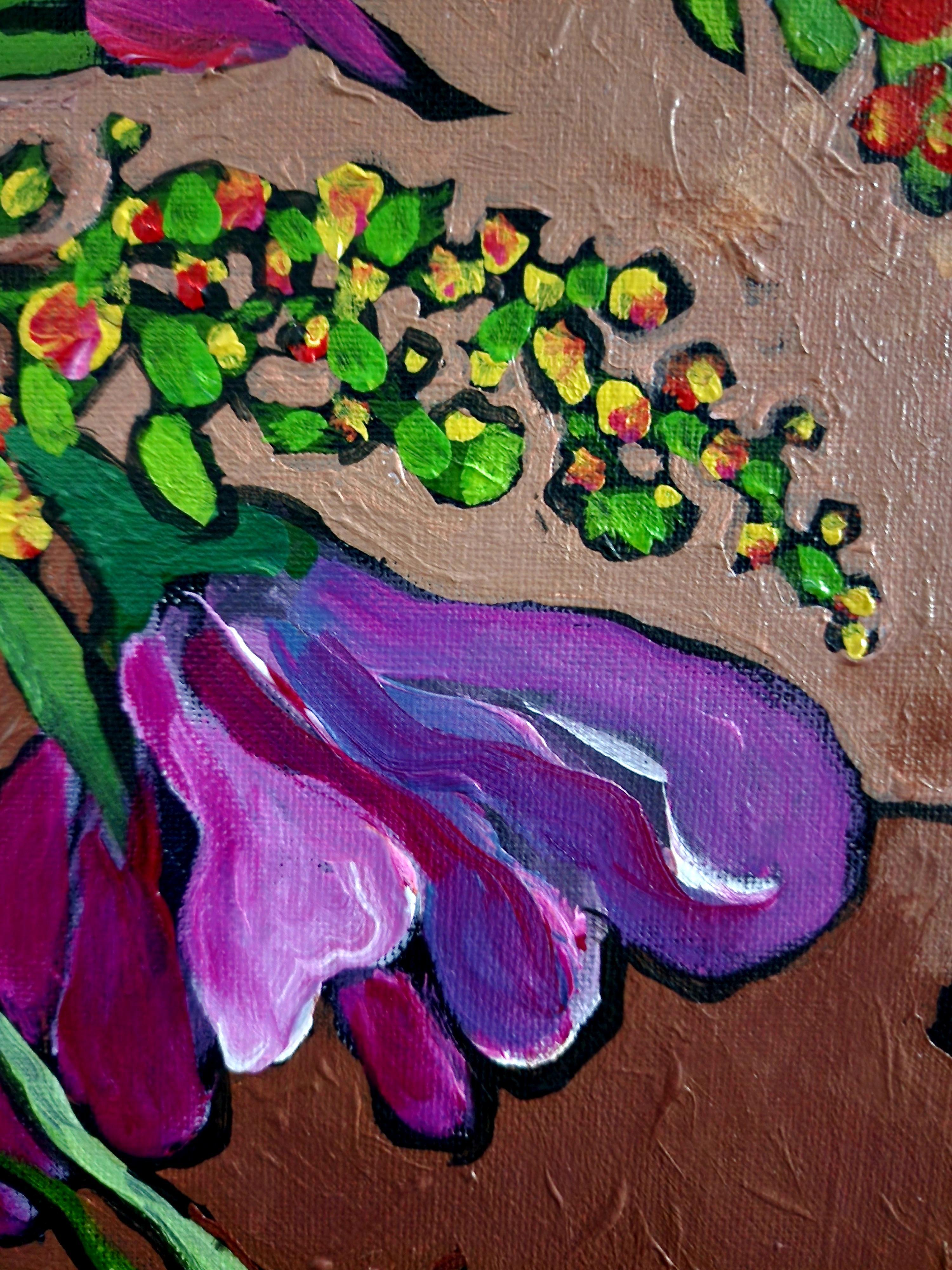 Gemälde Blumenstrauß Gold Fine art Investment Bunte Blumen Contemporary im Angebot 2