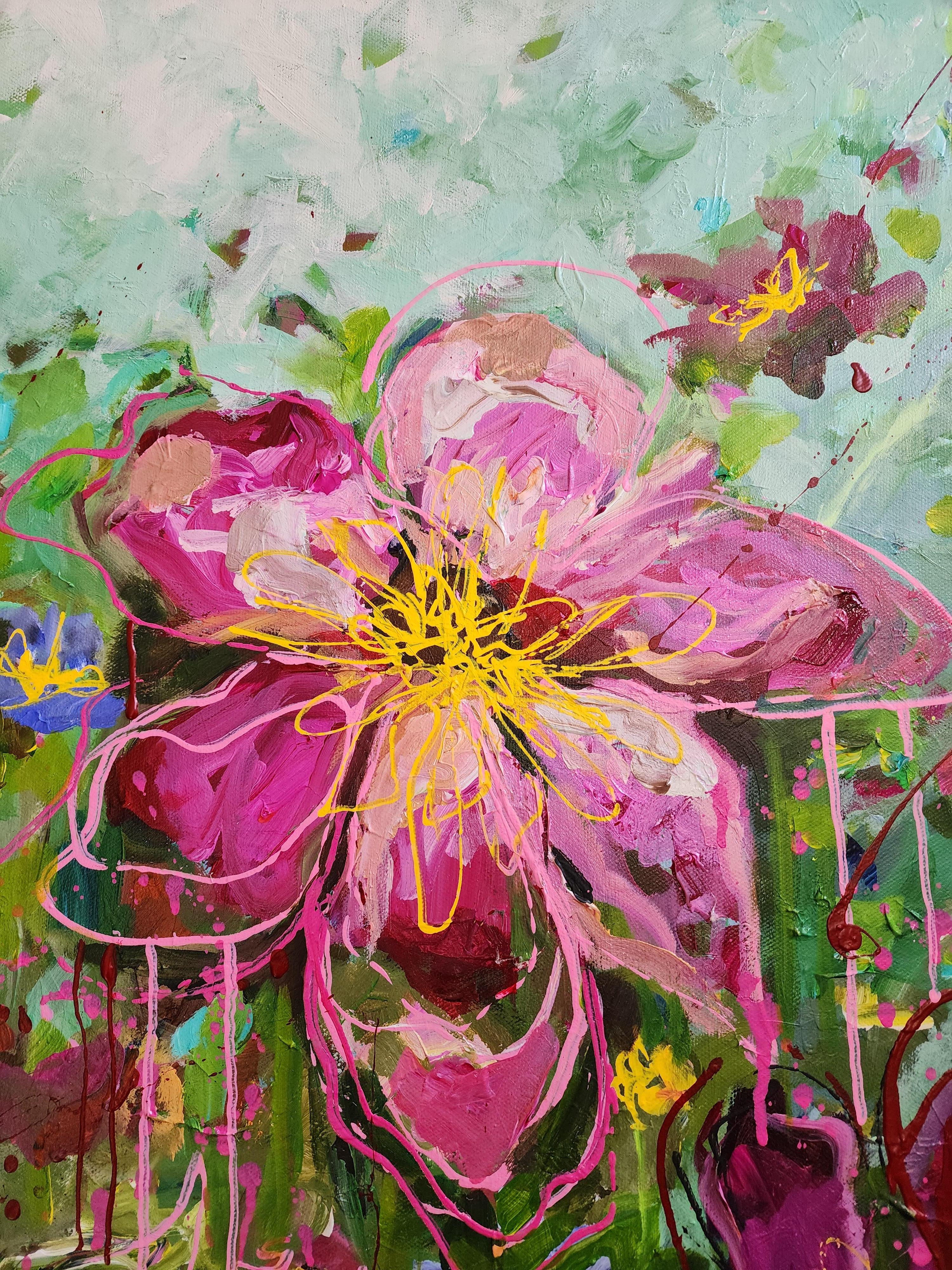 Pintura Floral Naturaleza Muerta Colorido Llamativo Inversión Libre Paisaje Abstracto en venta 5