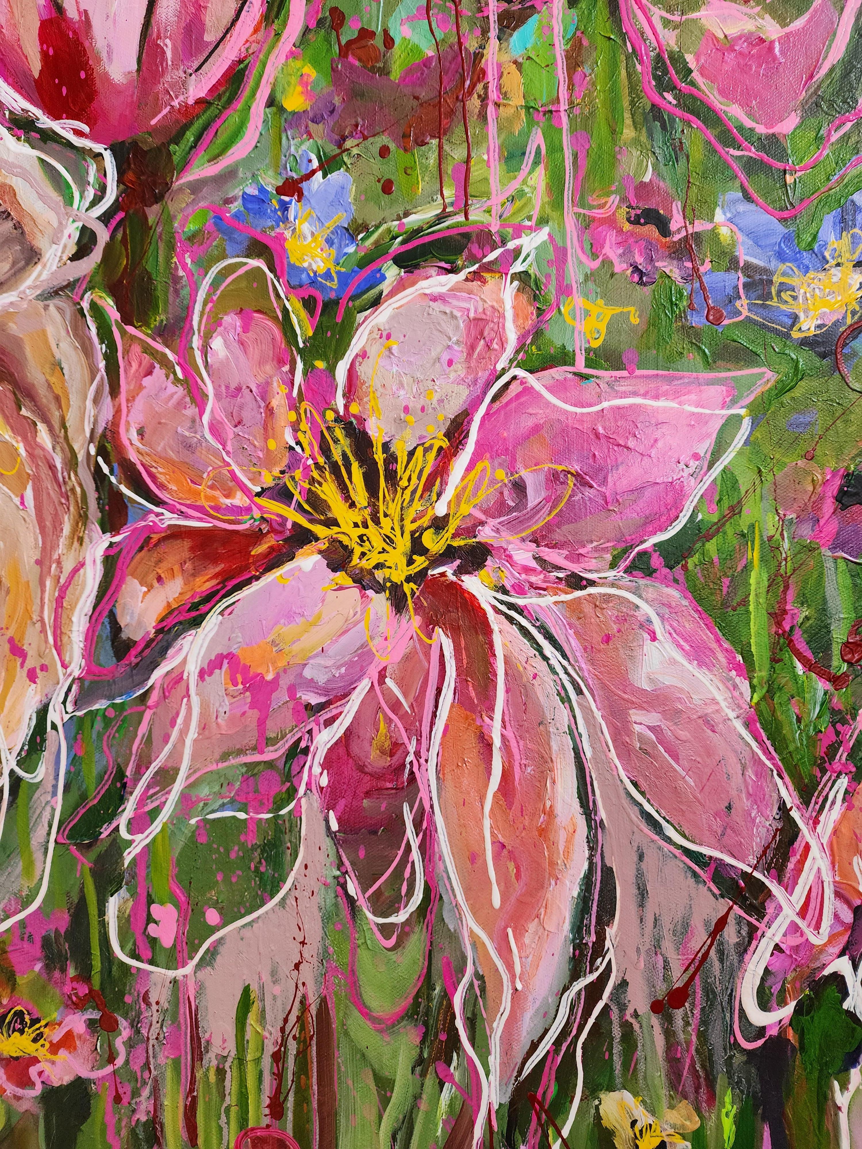 Pintura Floral Naturaleza Muerta Colorido Llamativo Inversión Libre Paisaje Abstracto en venta 6