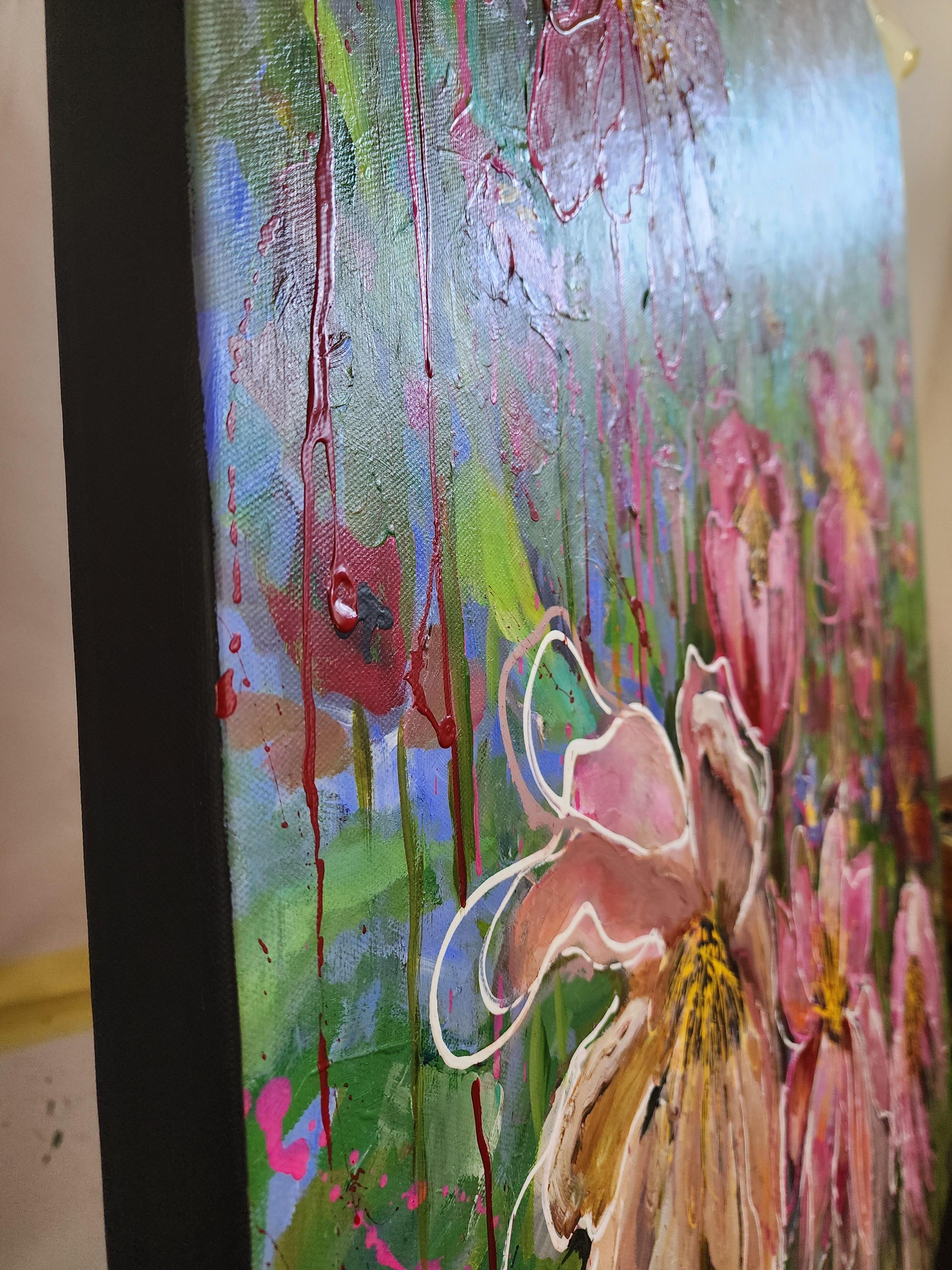 Pintura Floral Naturaleza Muerta Colorido Llamativo Inversión Libre Paisaje Abstracto en venta 7
