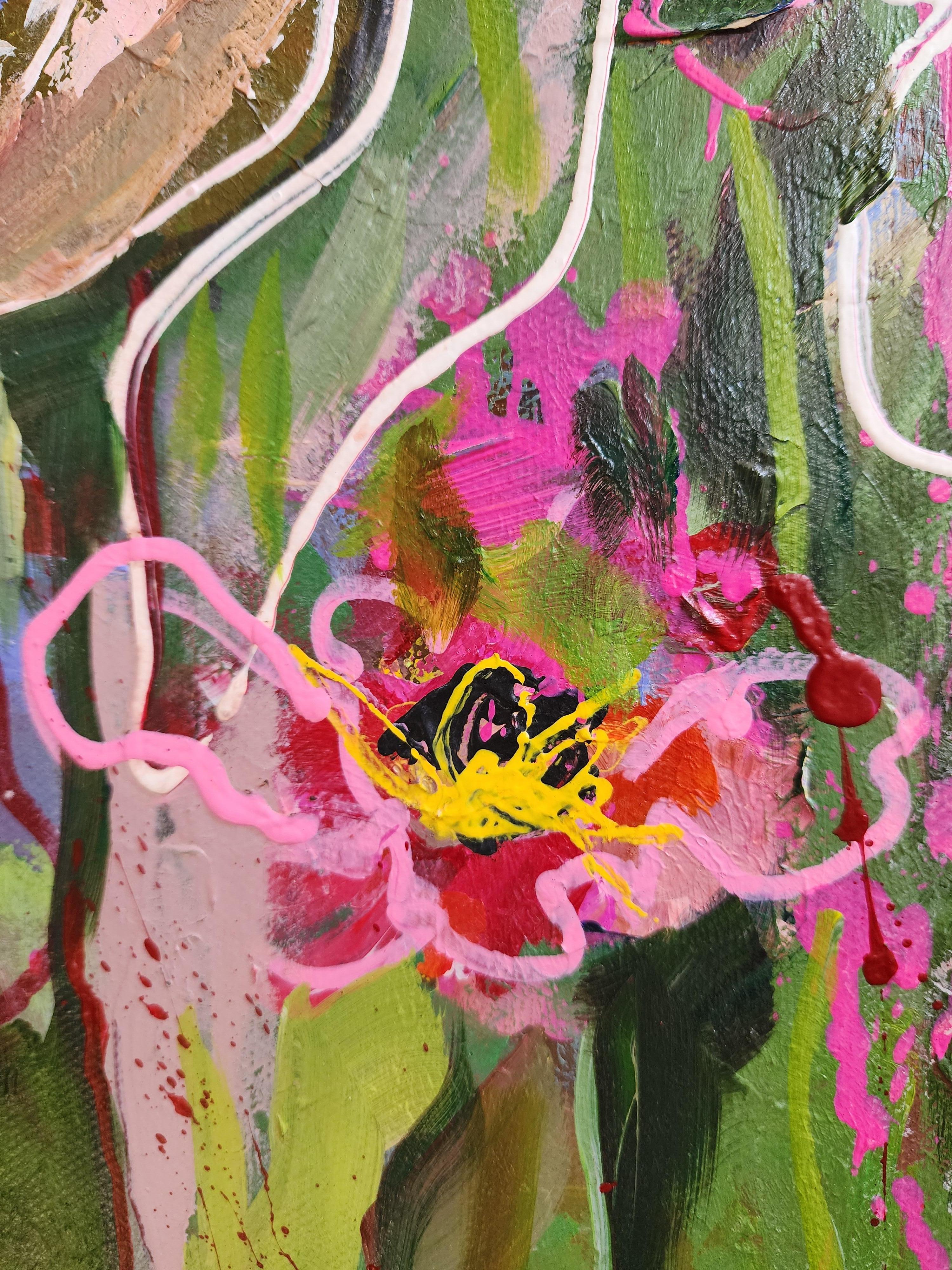 Pintura Floral Naturaleza Muerta Colorido Llamativo Inversión Libre Paisaje Abstracto en venta 10