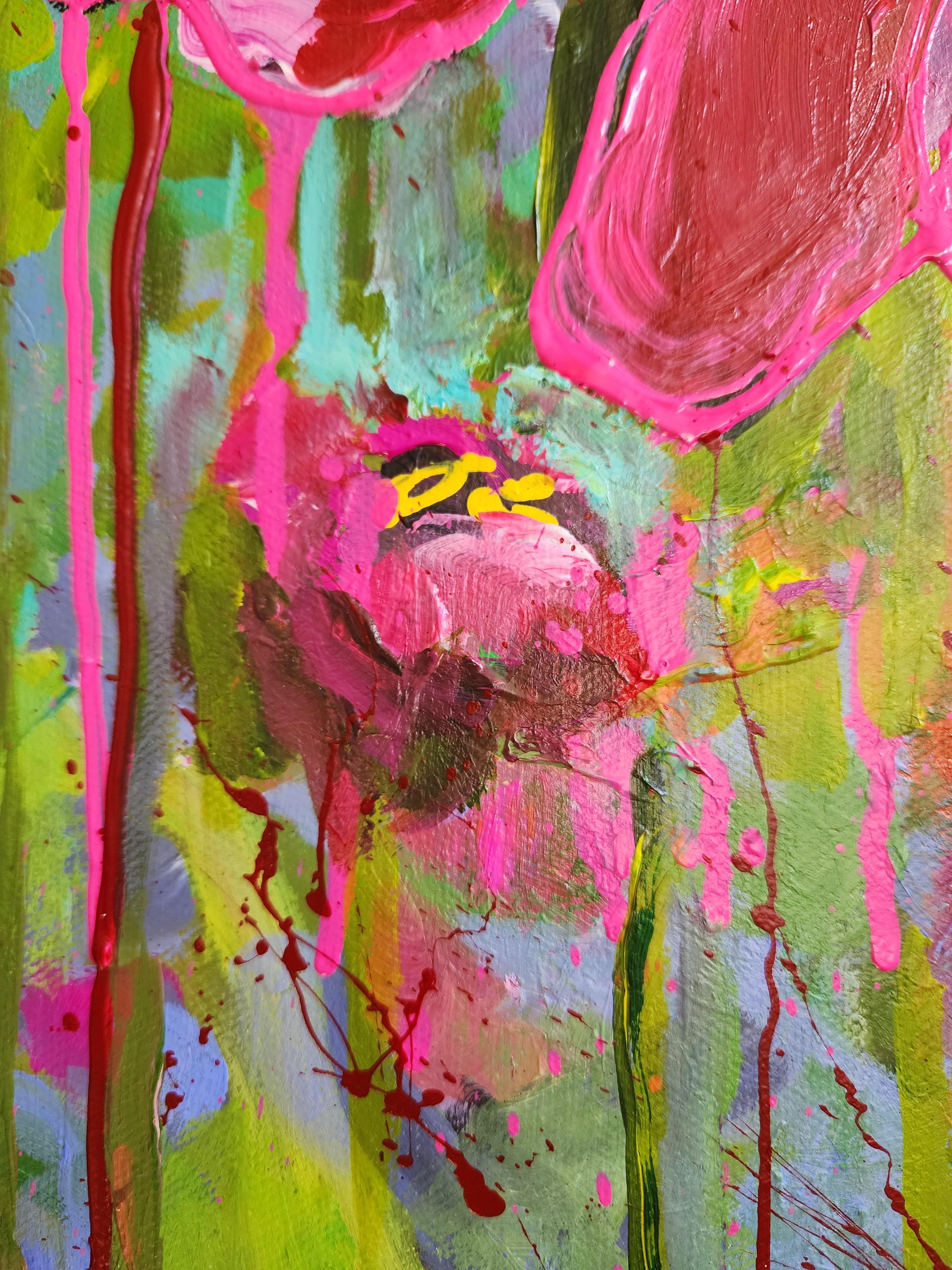 Pintura Floral Naturaleza Muerta Colorido Llamativo Inversión Libre Paisaje Abstracto en venta 12
