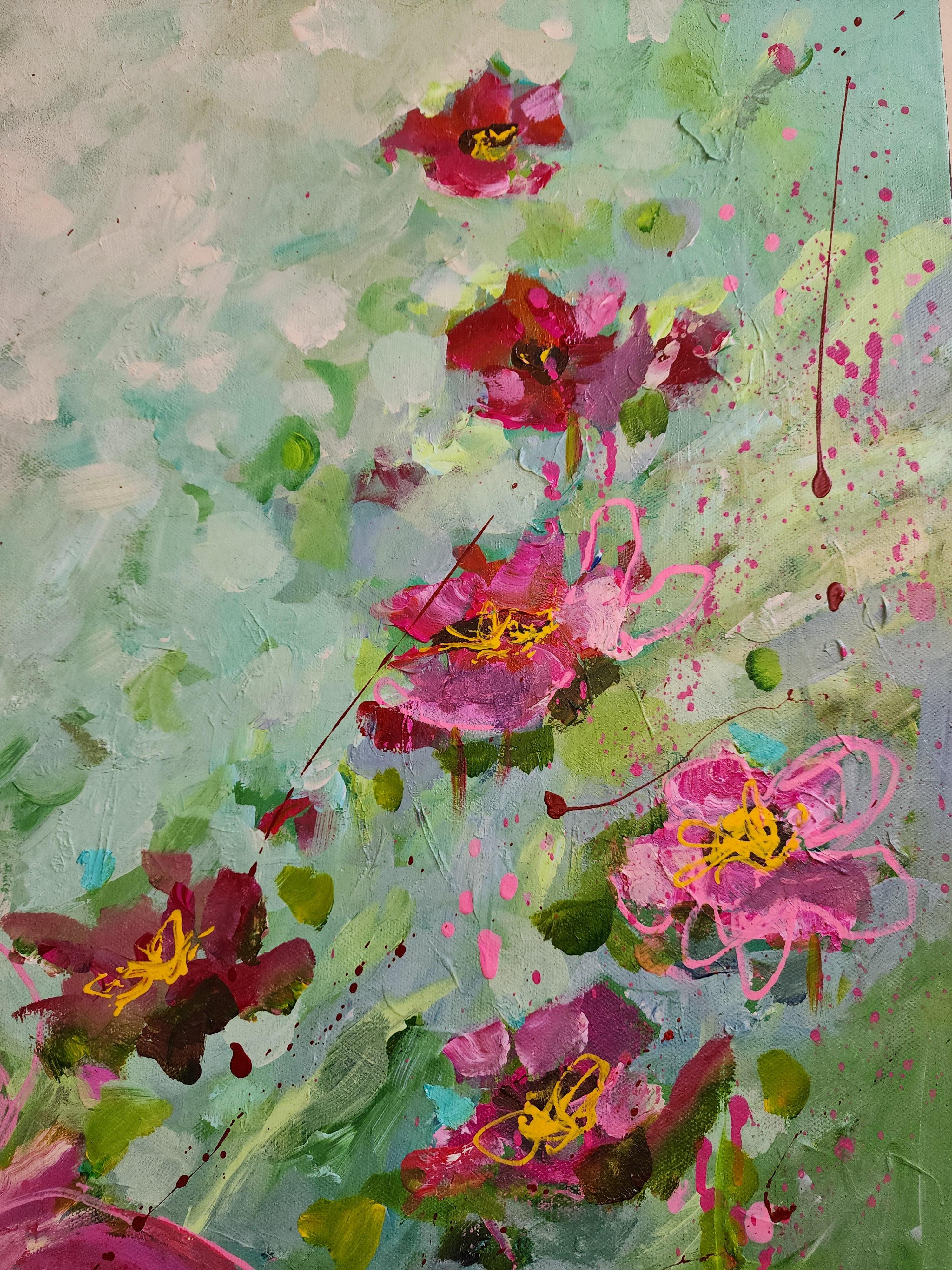 Pintura Floral Naturaleza Muerta Colorido Llamativo Inversión Libre Paisaje Abstracto - Painting de Karnish Art