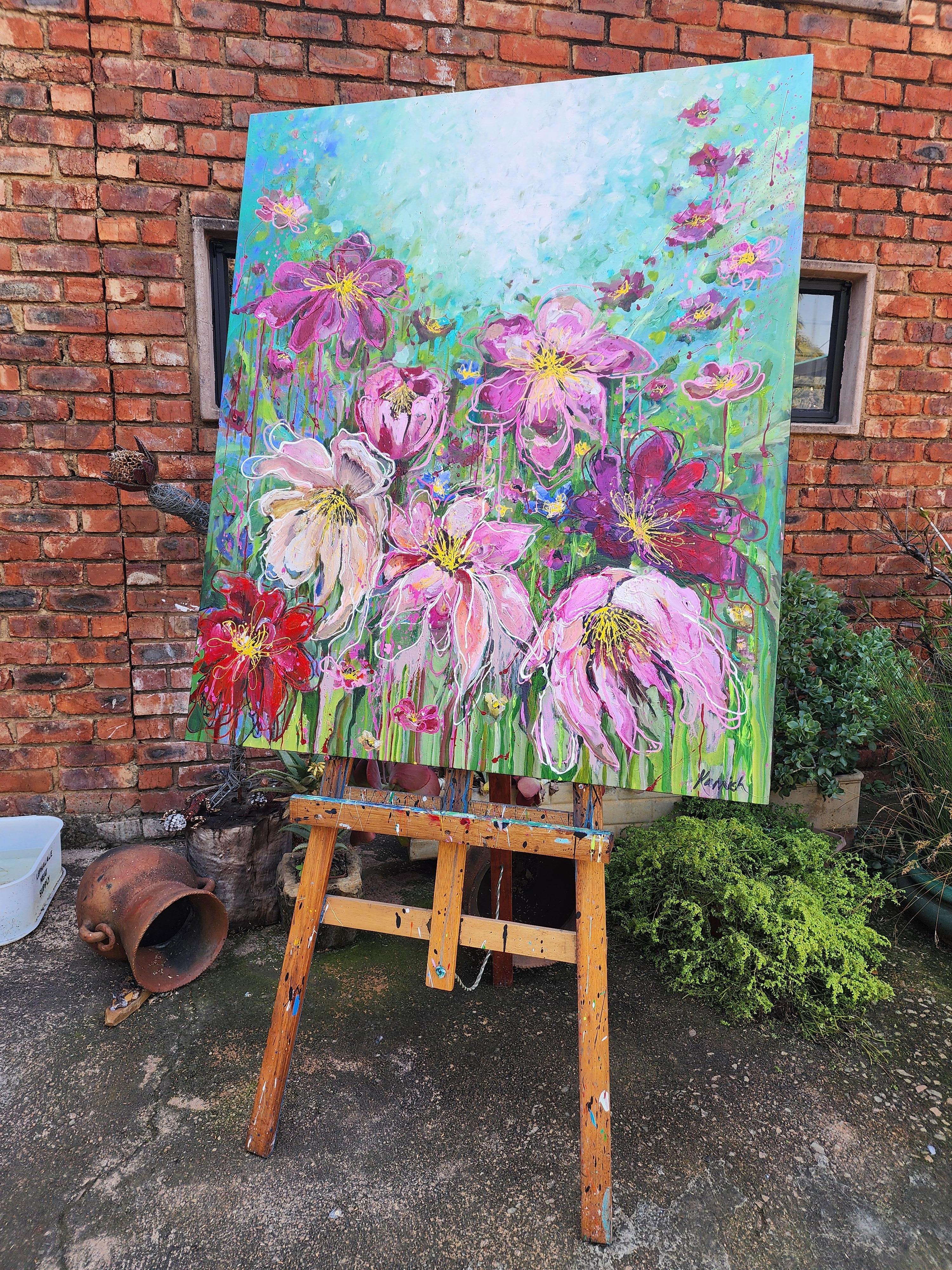 Pintura Floral Naturaleza Muerta Colorido Llamativo Inversión Libre Paisaje Abstracto en venta 2