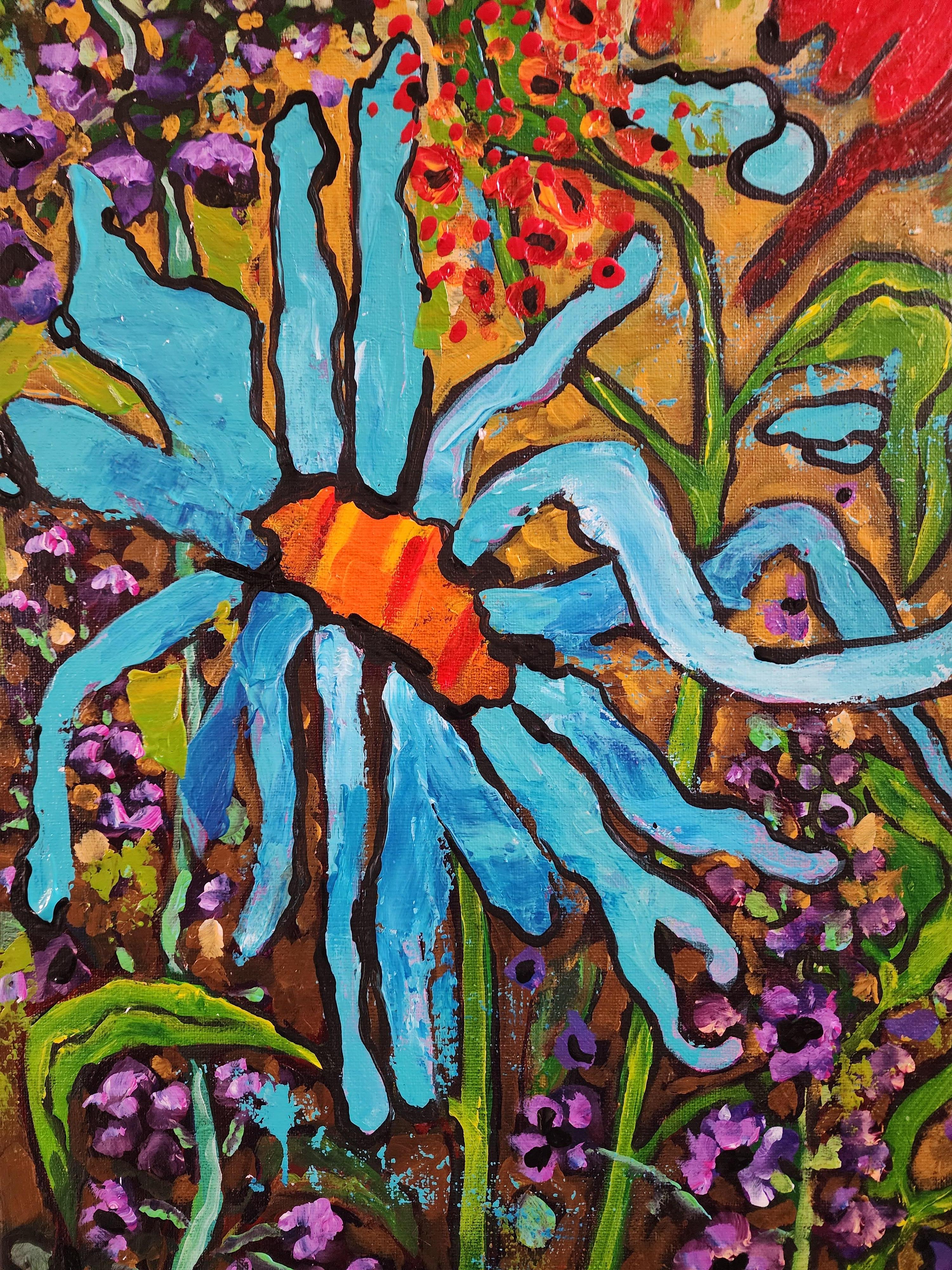 Gemälde Blumen Frei Zeitgenössisch Modern Kühn Original Nature Statement Groß – Painting von Karnish Art