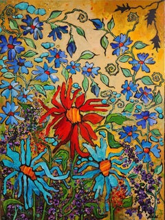 Gemälde Blumen Frei Zeitgenössisch Modern Kühn Original Nature Statement Groß