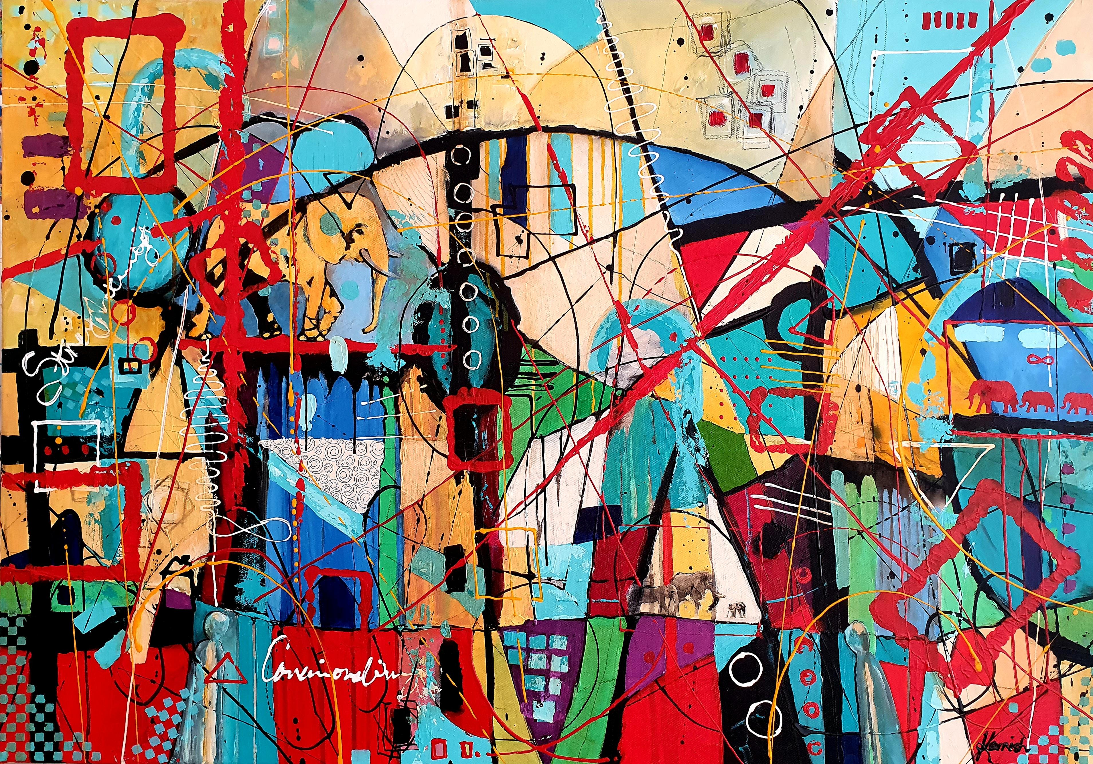Karnish Art Figurative Painting - Painting, Modern, Abstract, Colorful, Contemporary, Invest, Artwork, Original