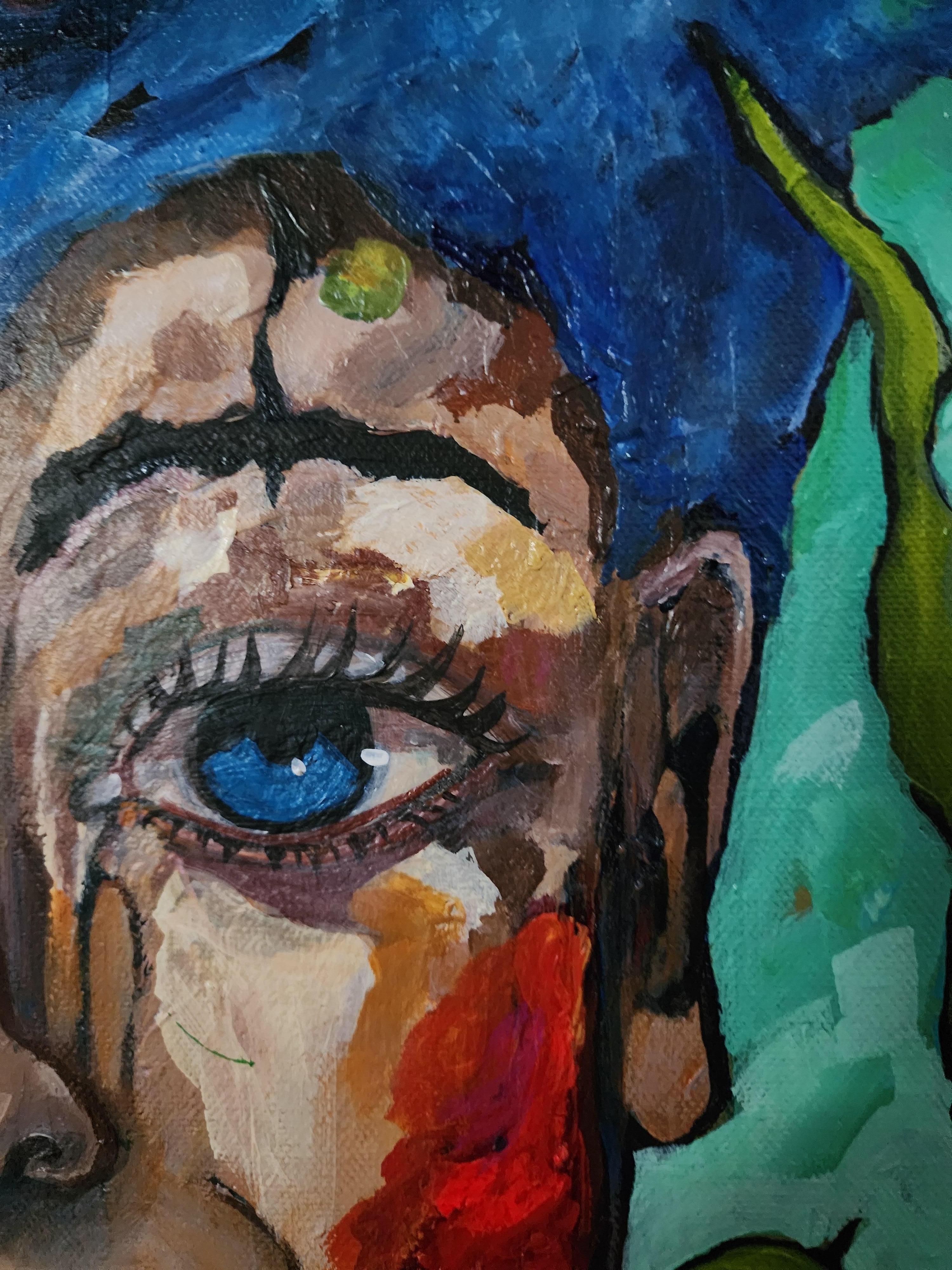 Retrato Pintura Atrevida Sabiduría Maximalismo Declaración Contemporáneo Abstracto Flor en venta 5