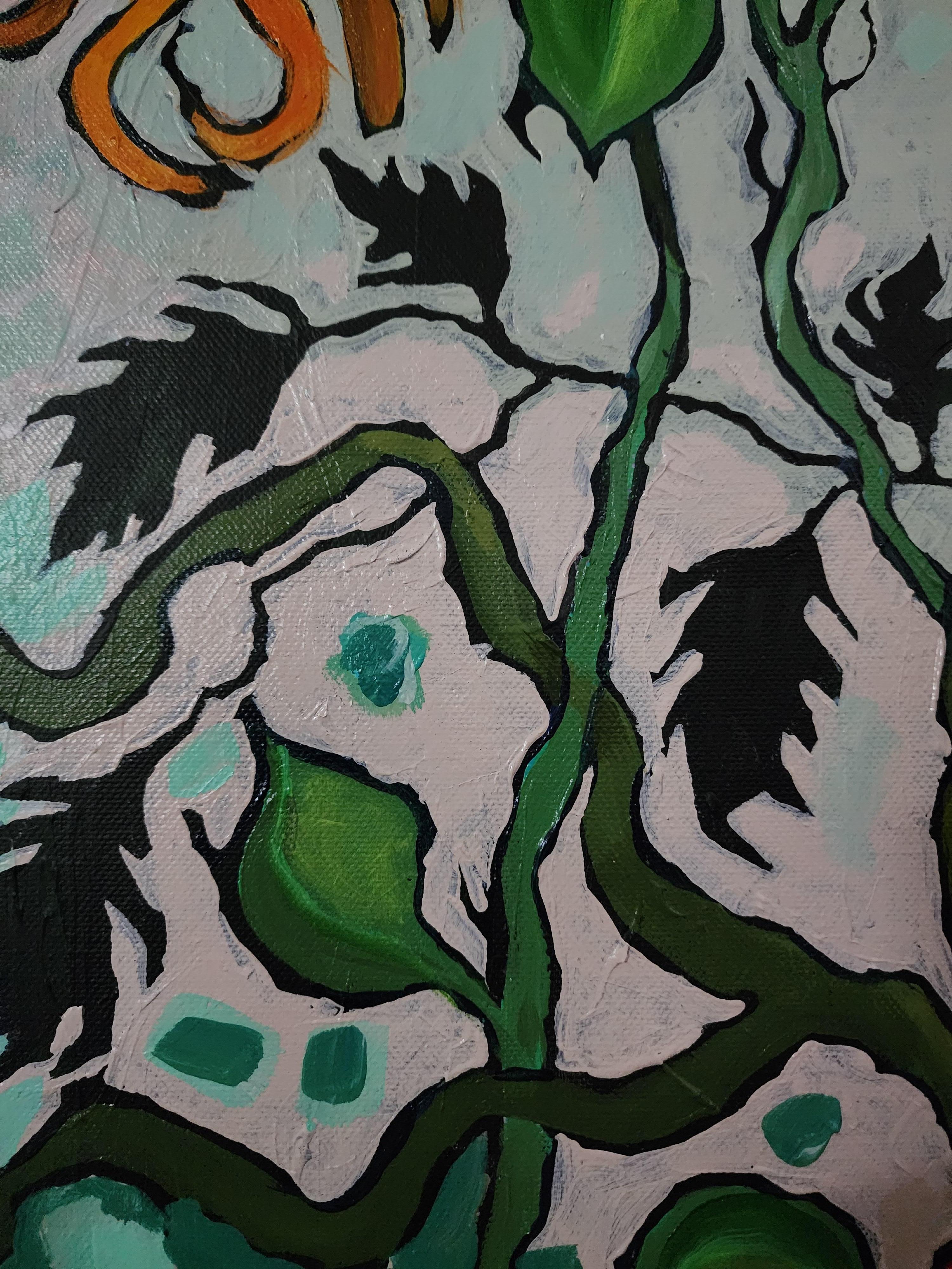 Retrato Pintura Atrevida Sabiduría Maximalismo Declaración Contemporáneo Abstracto Flor en venta 6