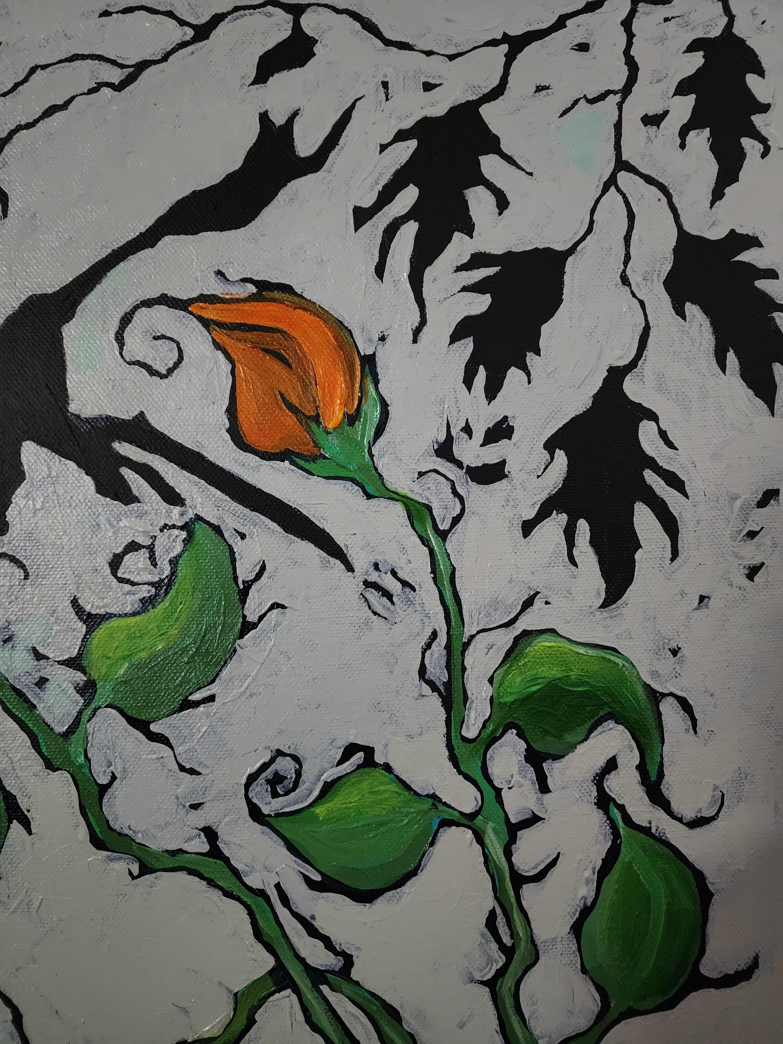 Retrato Pintura Atrevida Sabiduría Maximalismo Declaración Contemporáneo Abstracto Flor en venta 1