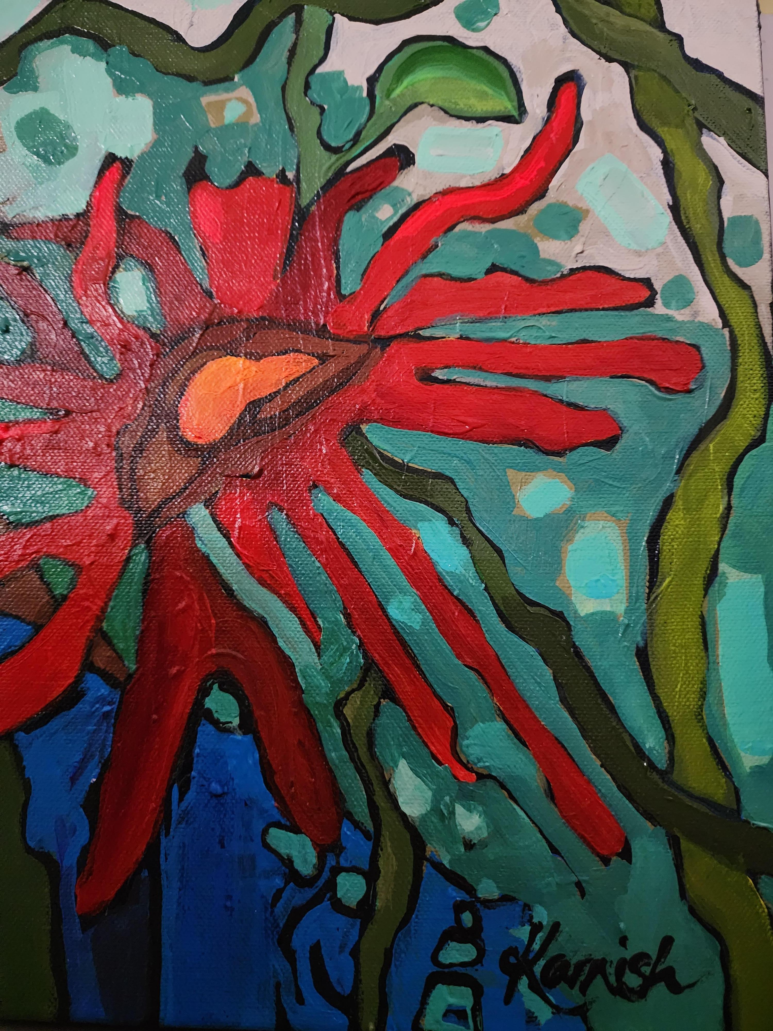 Retrato Pintura Atrevida Sabiduría Maximalismo Declaración Contemporáneo Abstracto Flor en venta 3