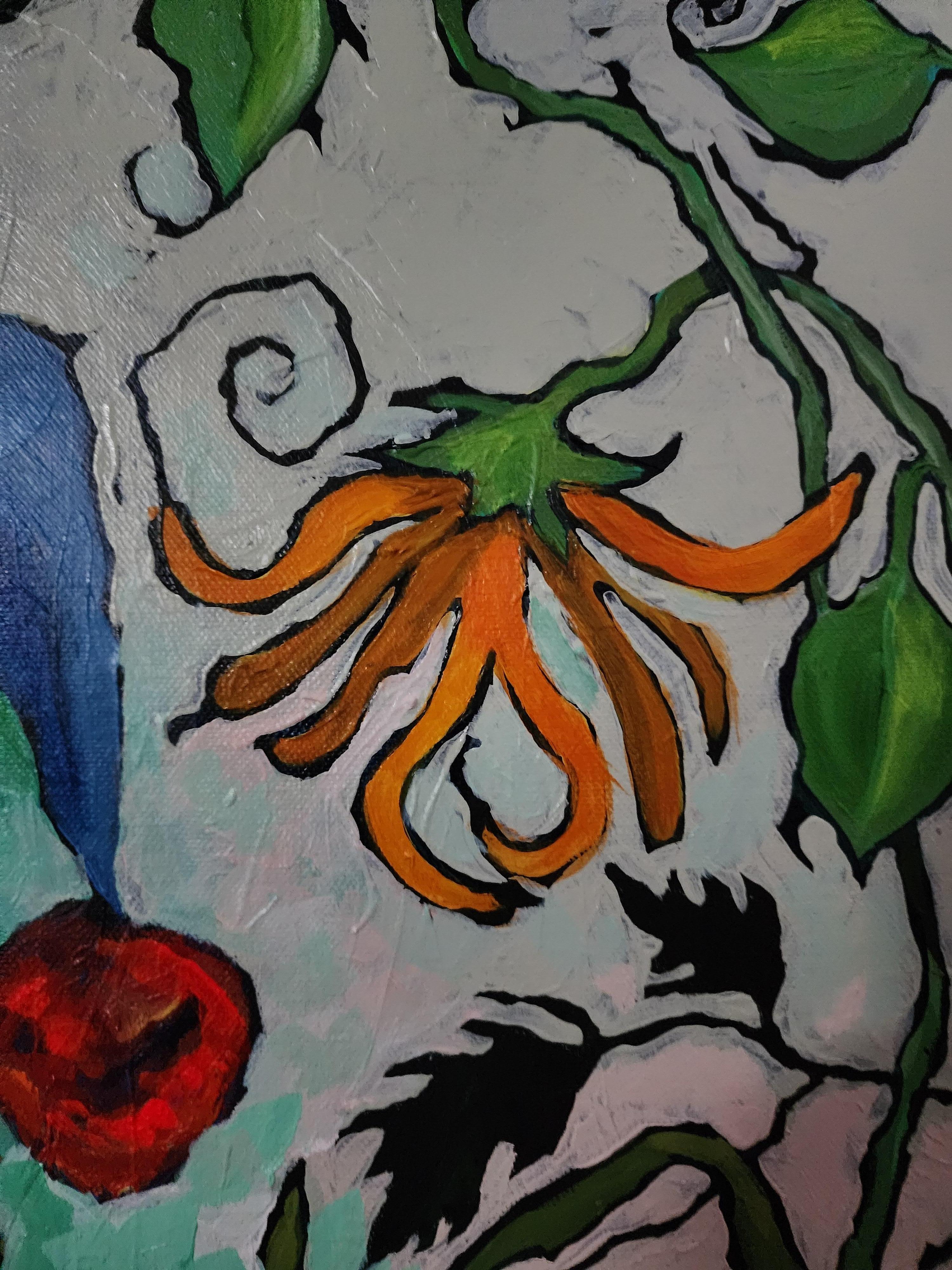 Retrato Pintura Atrevida Sabiduría Maximalismo Declaración Contemporáneo Abstracto Flor en venta 4