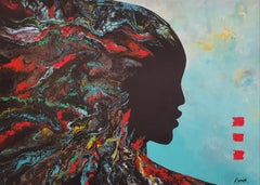 Karnish Art - Portrait Painting Contemplation Africa Bold Flow Dream Striking Investment Gold Portrait Painting Contemplation Africa Bold Flow Dream Striking Investment Gold