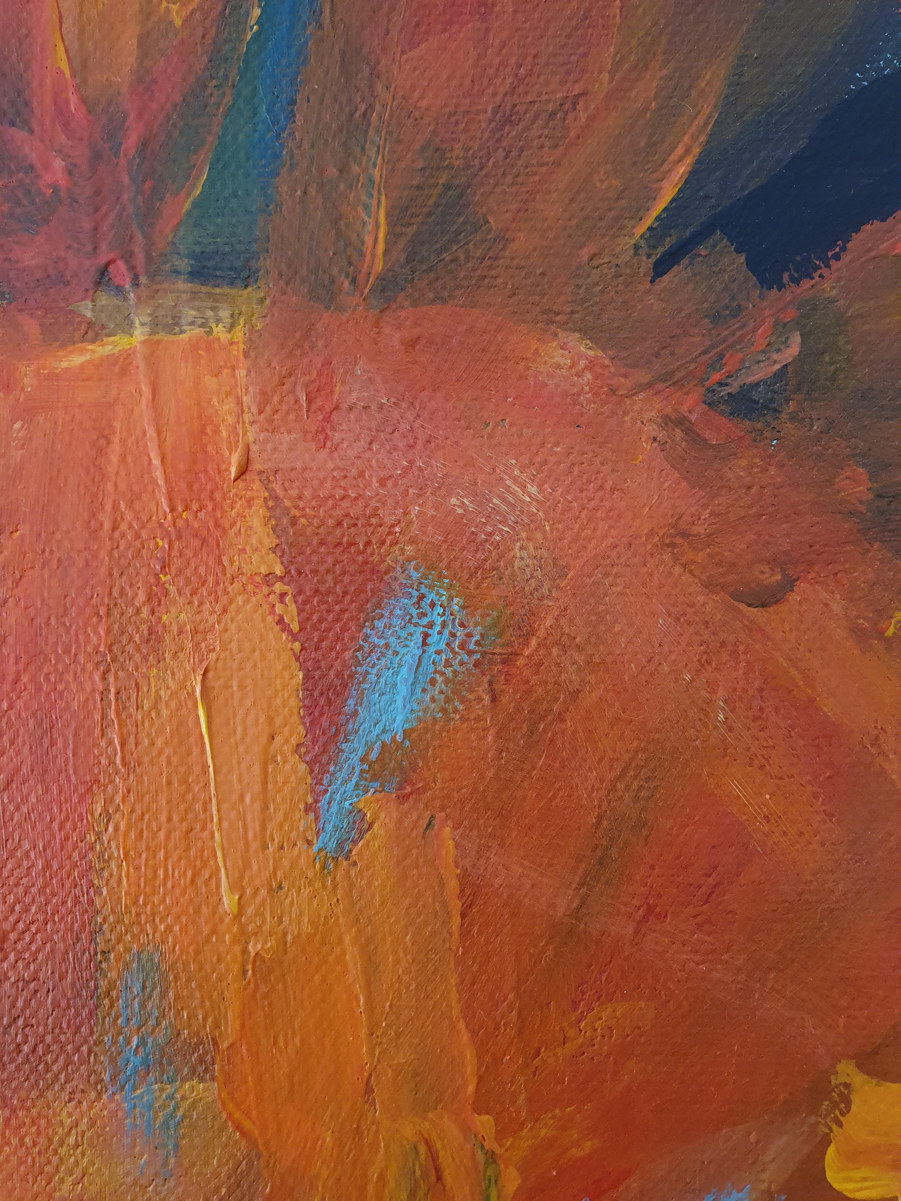 Ritratto dipinto Giullare Blu Arancione Contemporaneo Moderno Intenso Gioioso Investire in vendita 6