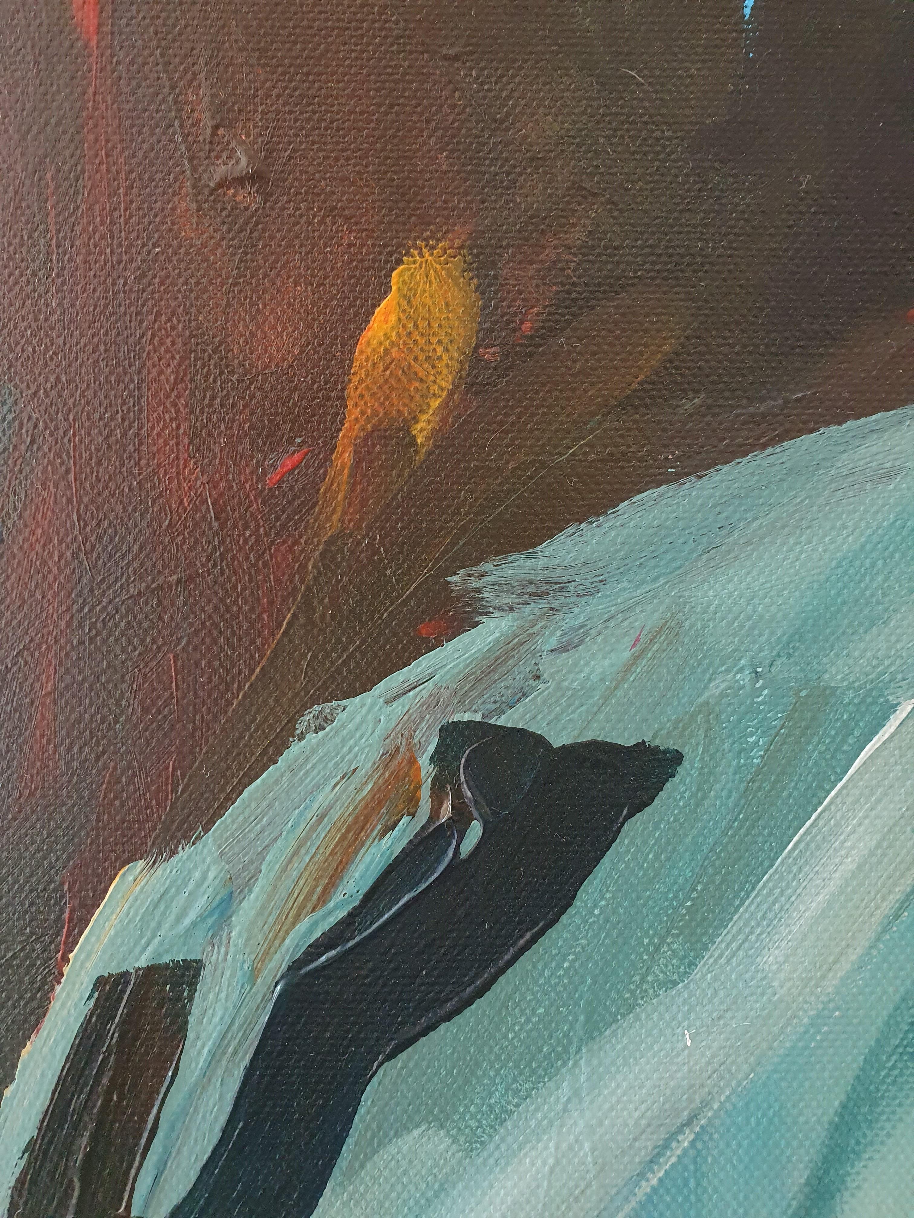 Ritratto dipinto Giullare Blu Arancione Contemporaneo Moderno Intenso Gioioso Investire in vendita 8