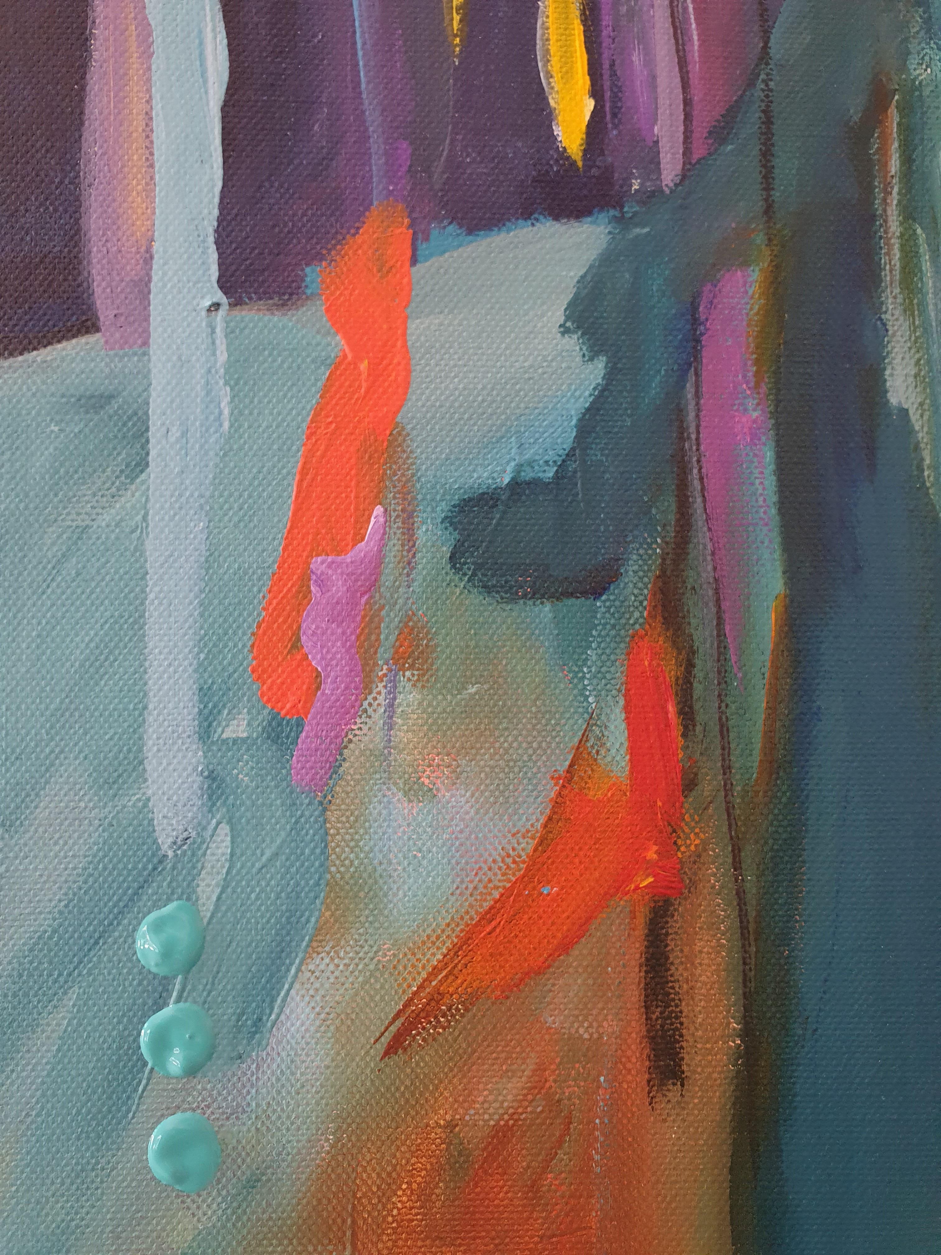 Ritratto dipinto Giullare Blu Arancione Contemporaneo Moderno Intenso Gioioso Investire in vendita 9