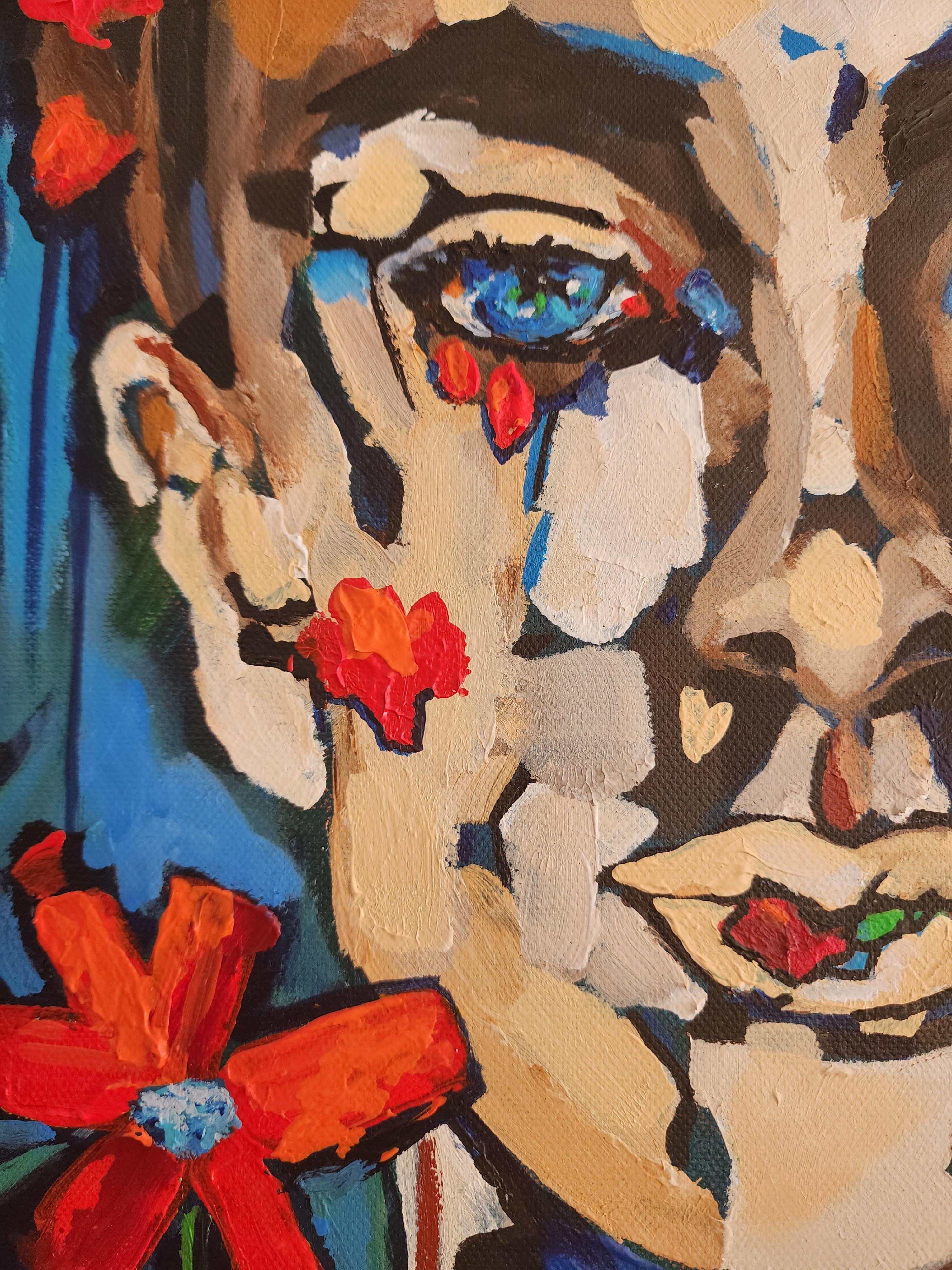 Title: Liberty

Portrait Painting Liberty Flowers Abstract Artwork Striking Bold Original Blue Red Life

This abstract contemporary artwork takes one to a place of freedom and the feeling of liberty.

The face is immersed in nature, surrounded by