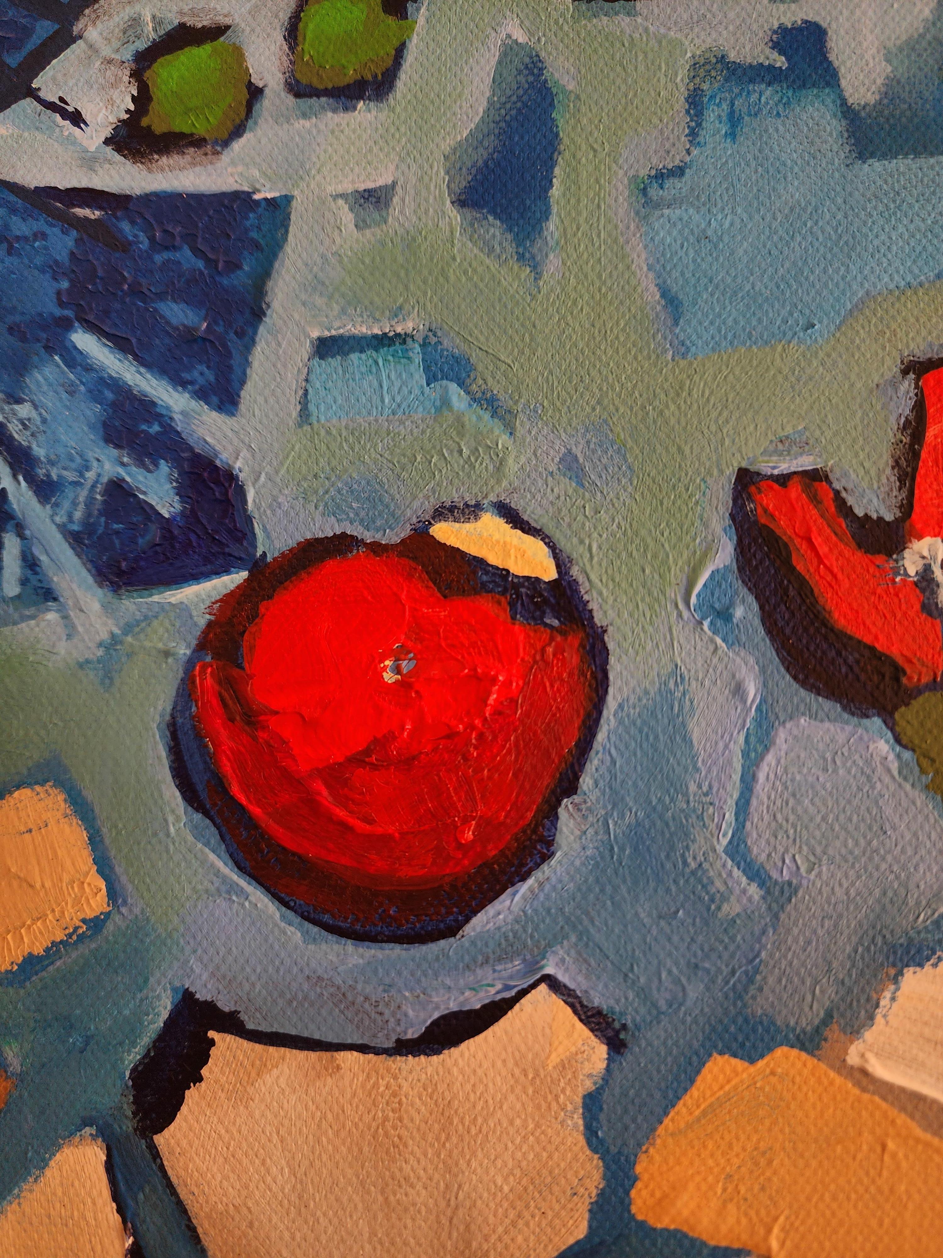 Portrait Painting Liberty Renewal Flowers Striking Bold Exclusive Blue Red Life For Sale 4